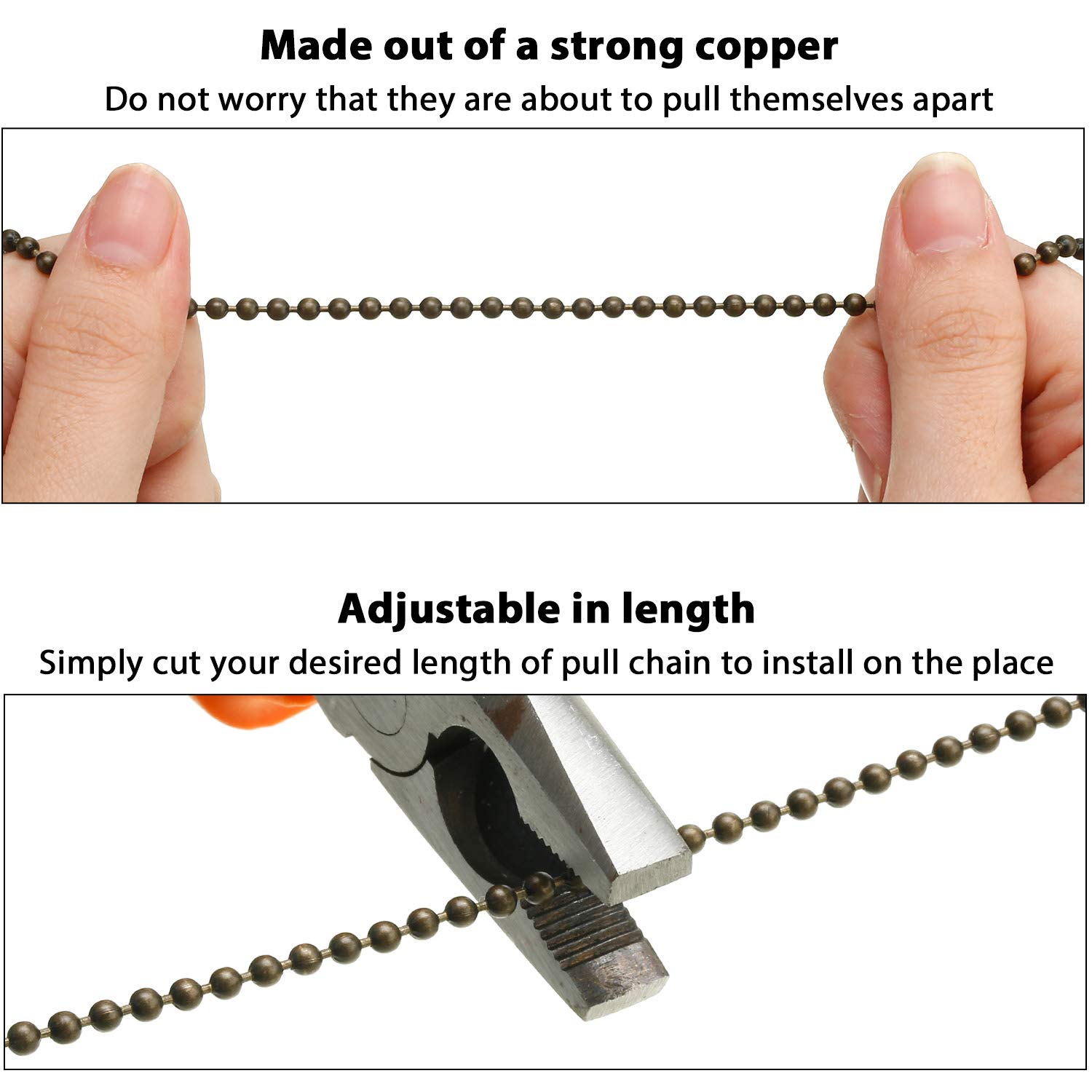 4 Pack Oil Rubbed Bronze Ceiling Fan Pull Chain Extenders - Replacement Pull Chains for Ceiling Fans & Light Fixtures - Perfect for Bedroom, Living Room, and Office Lighting Upgrades