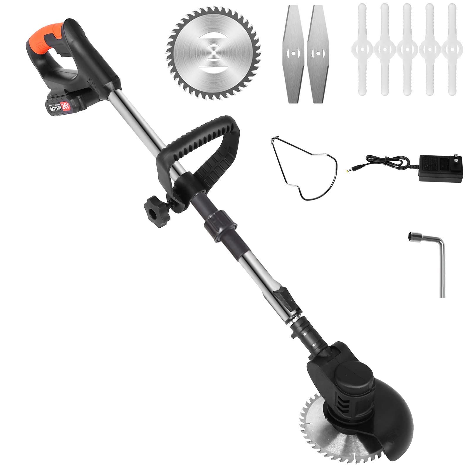 BIERELAOZI 24V Cordless String Trimmer - Foldable Weed Eater with Lithium-Ion Battery - Lightweight Grass Trimmer for Lawn, Garden & Yard Maintenance