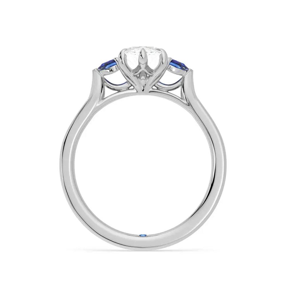 Three Stone Marquise Cut Moissanite Engagement Ring with Hidden Anniversary Stone - Elegant Wedding Jewelry for Proposal, Anniversary & Special Occasions