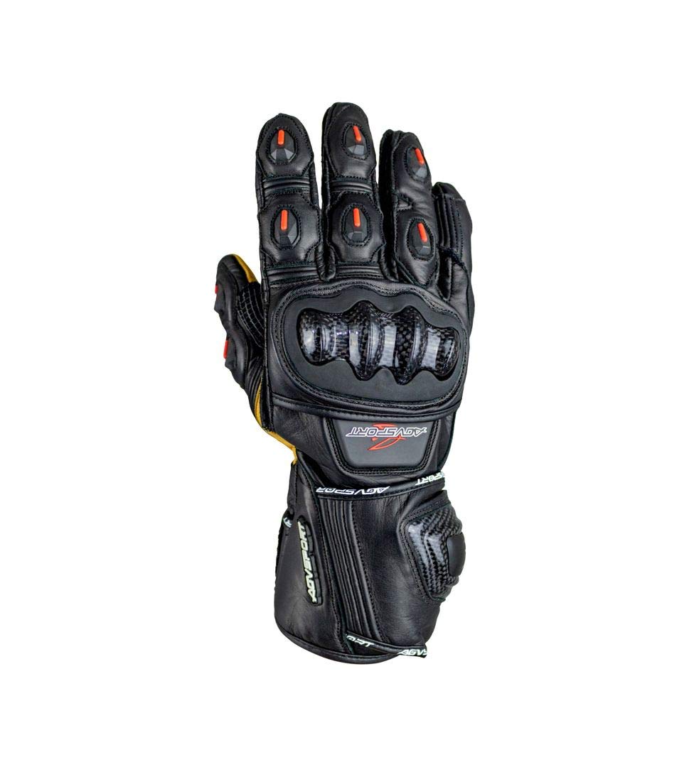 Monza-S Motorbike Gloves - Premium Carbon Fiber & Kangaroo Leather Motorcycle Gloves for Men - Durable Racing & Street Riding Gloves for Safety & Comfort