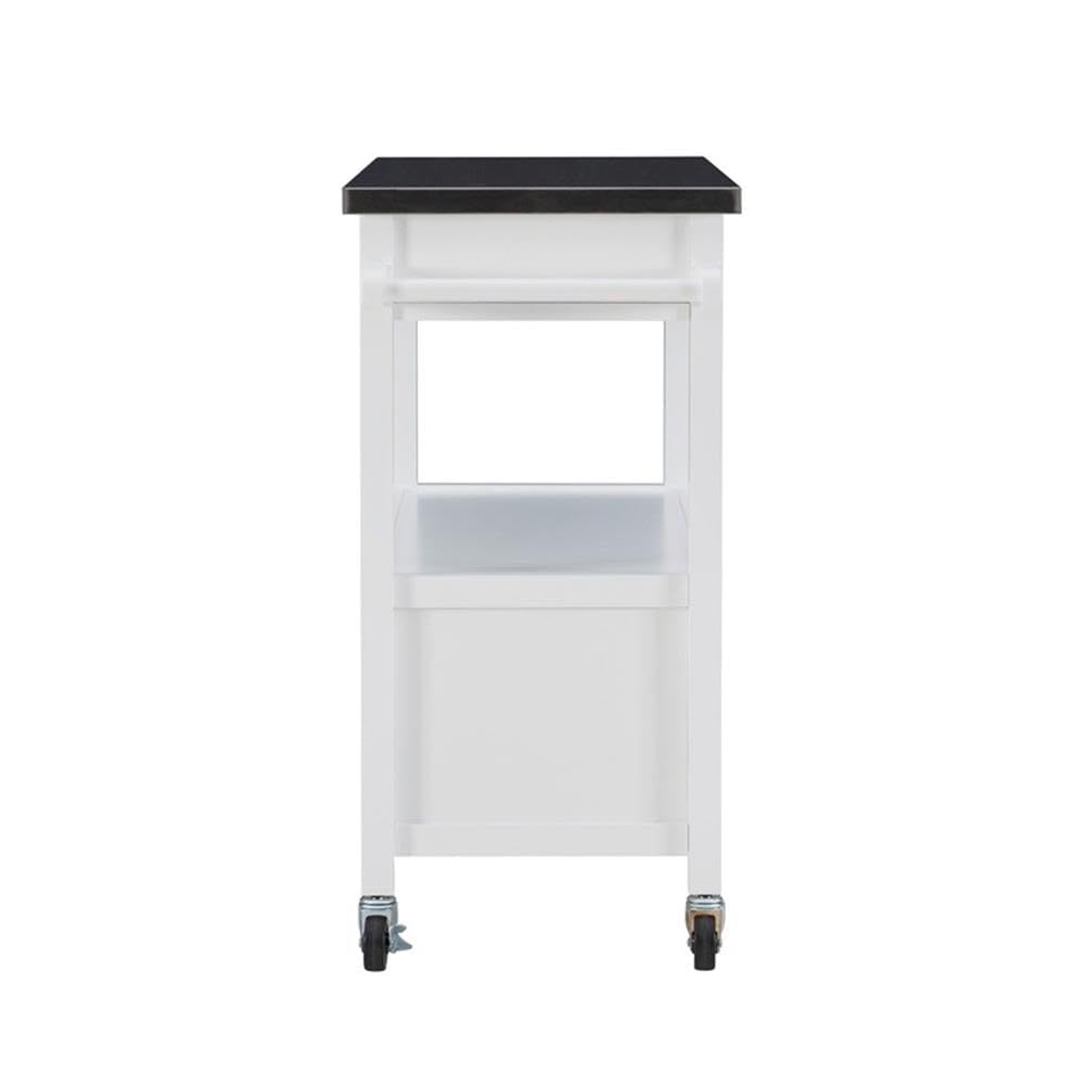 Glossy White Transitional Wood Kitchen Cart - Rolling Island with Storage for Small Spaces, Perfect for Dining & Food Prep