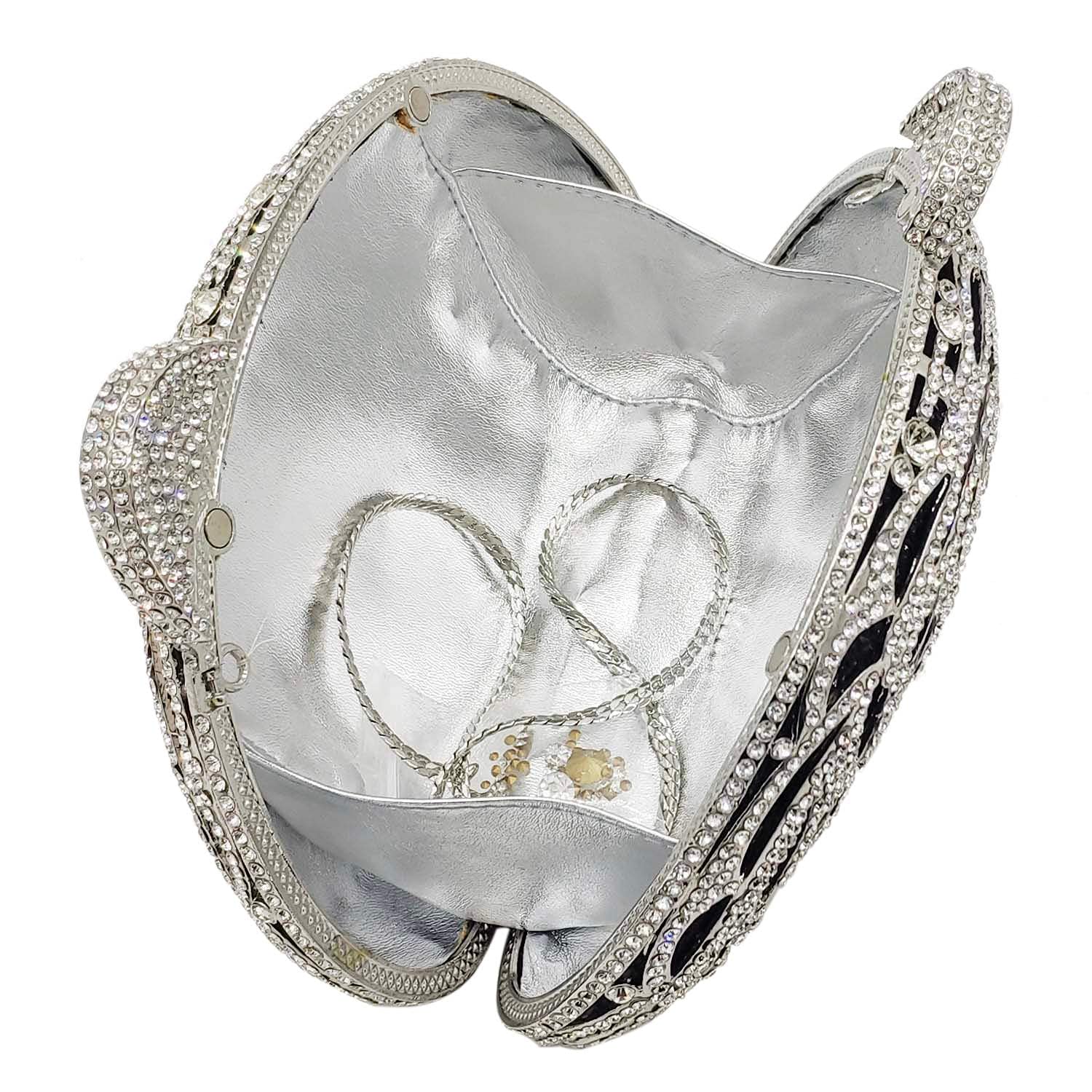 FGG Tiger Clutch Purse for Women - Elegant Rhinestone Animal Print Evening Bag with Crystal Details for Formal Party, Prom, Wedding & Special Occasions - Mini Size Handbag for Night Out & Dinner Date