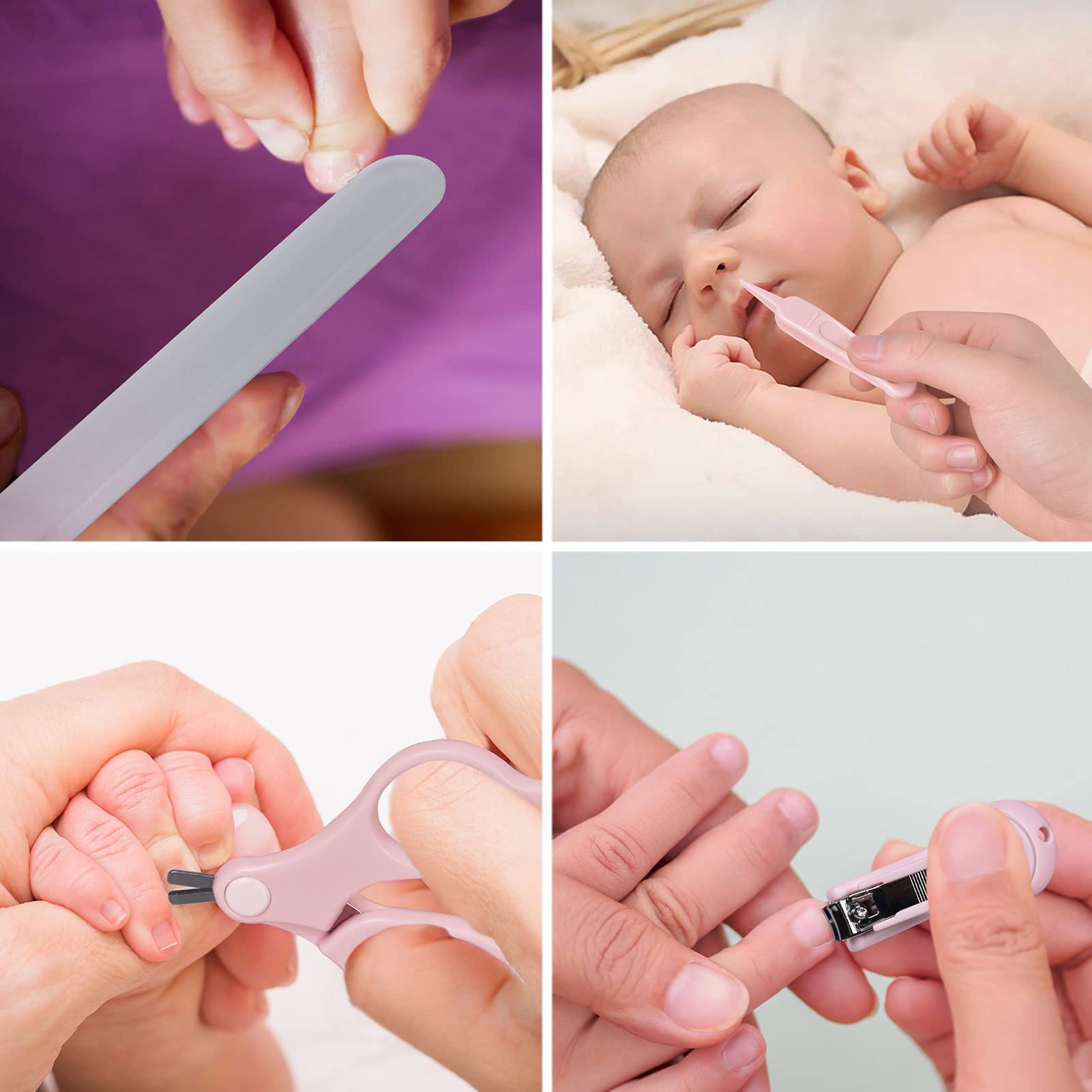 Baby Nail Care Kit with Owl Case - Clipper, Scissor & File for Newborns | Mother's Day Gift (Pink)