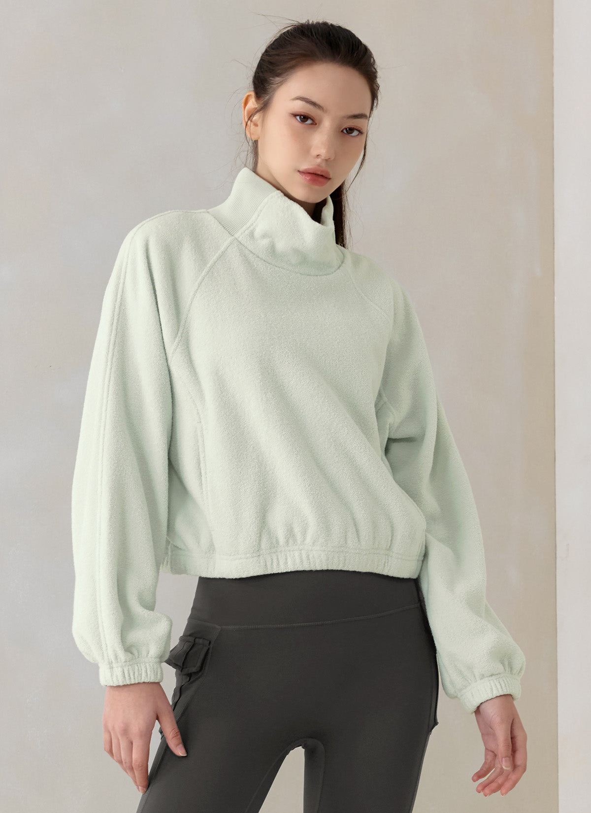 Fluffy String High Neck Sweatshirt for Women - Cozy Winter Pullover with Drawstring Hood - Perfect for Casual Outfits, Loungewear & Cold Weather Fashion