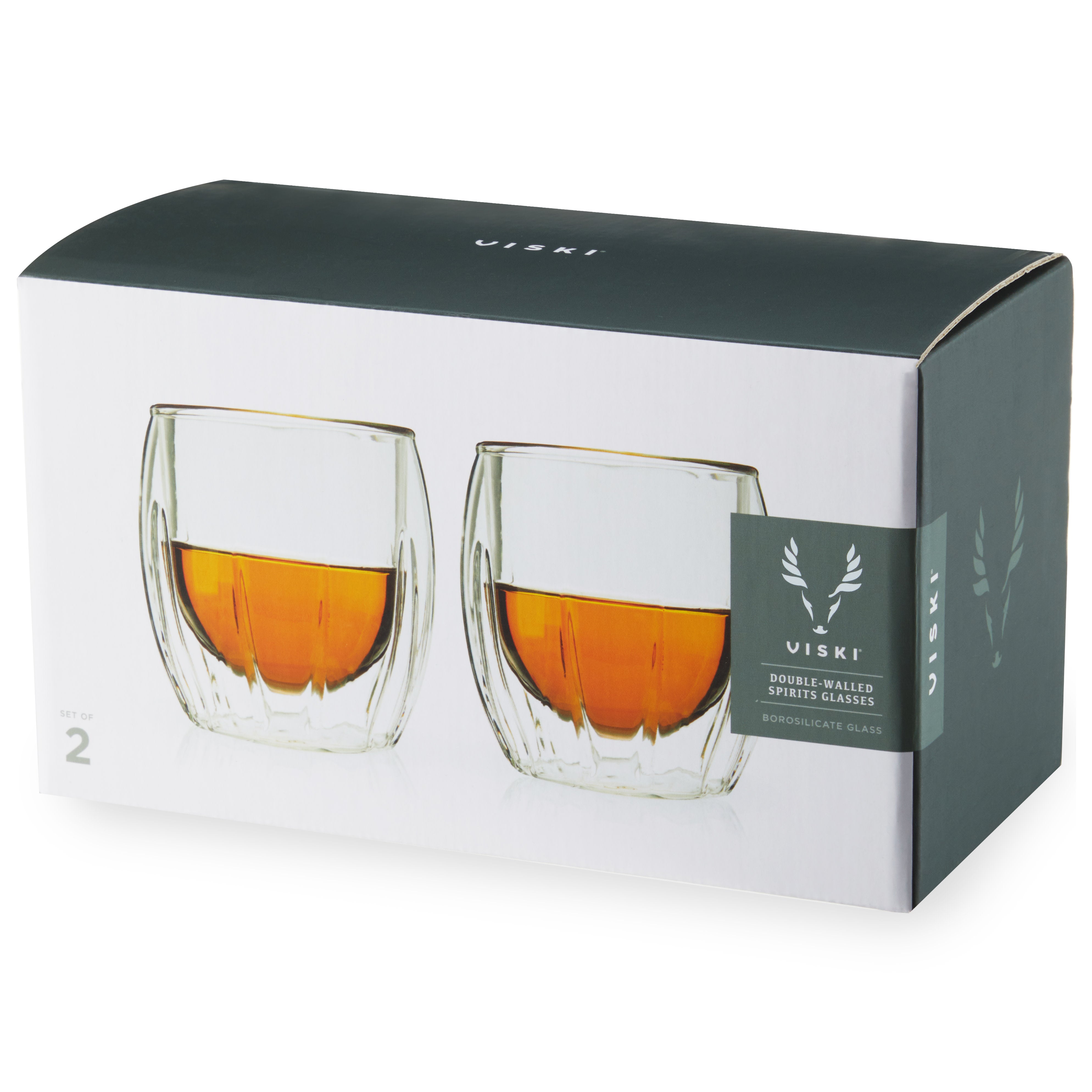 Premium Double Walled Whiskey Glasses Set of 2 - Shatter-Resistant Crystal Clear Tumblers for Scotch, Bourbon & Cocktails - Perfect for Home Bar, Gifts & Entertaining