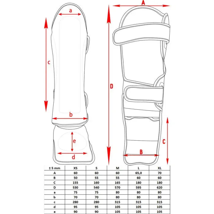 TOP TEN Shin and Instep Guard Lowkick WAKO - Red (32194 4) - Perfect for Kickboxing, Muay Thai & MMA Training