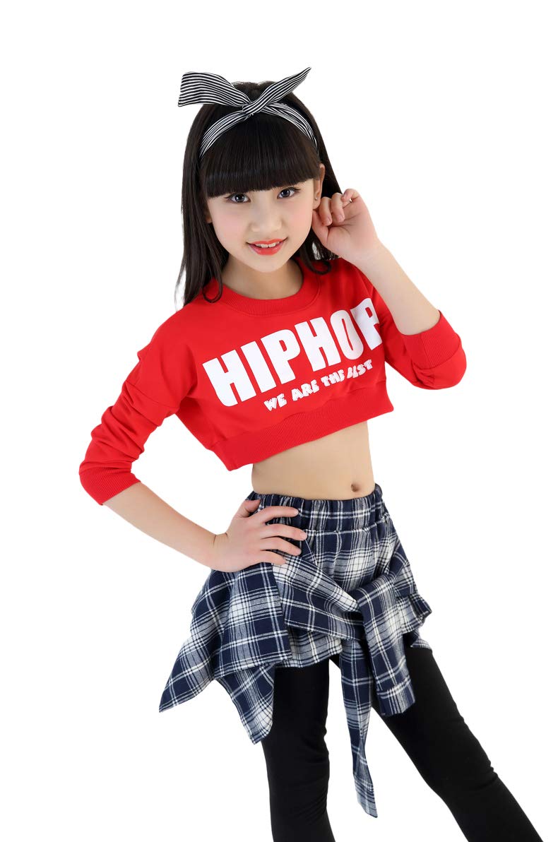 LOLANTA Girls Hip Hop Dance Costume Set - Jazz Outfit with Cropped Top & Culotte Skirt Pants for Street Dance, Performance, and Party Wear