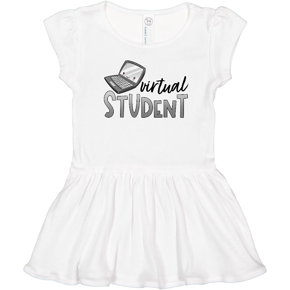 Inktastic Virtual Student Cute Smiling Laptop Toddler Dress - Adorable Baby Girl Outfit for Online Learning & Playtime