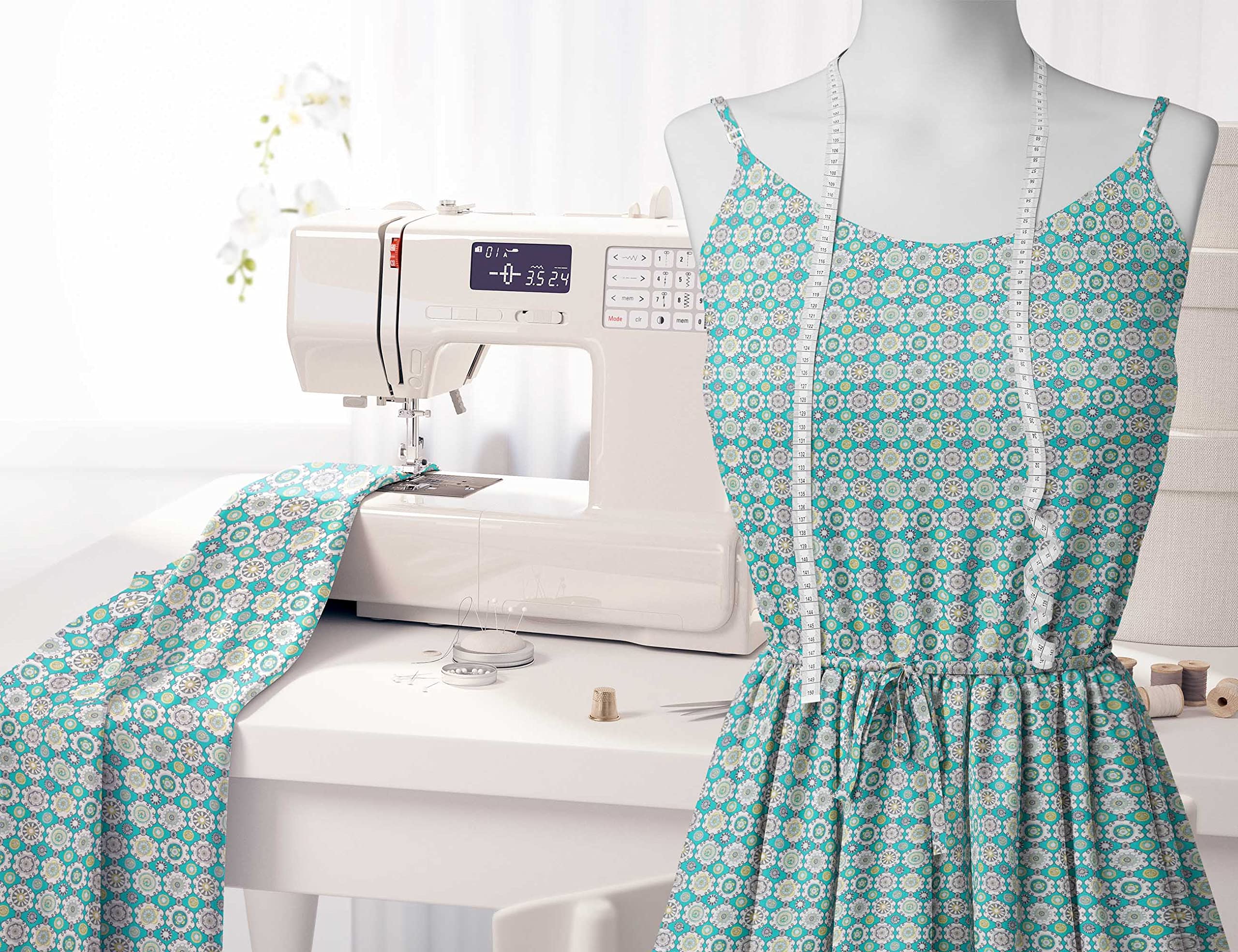 Soimoi Moss Green Georgette Fabric by The Yard - 42 Inch Wide Floral Damask Printed Textile for Dresses, Scarves & DIY Crafts - Elegant Lightweight Material for Sewing, Apparel & Home Decor Projects