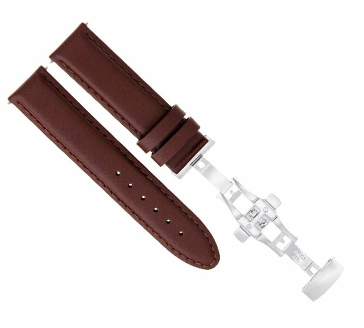 22mm Genuine Leather Watch Band Strap - Smooth Light Brown Replacement Strap Compatible with Breitling Avenger (Butterfly Clasp) | Premium Watch Accessory for Men, Business & Casual Wear