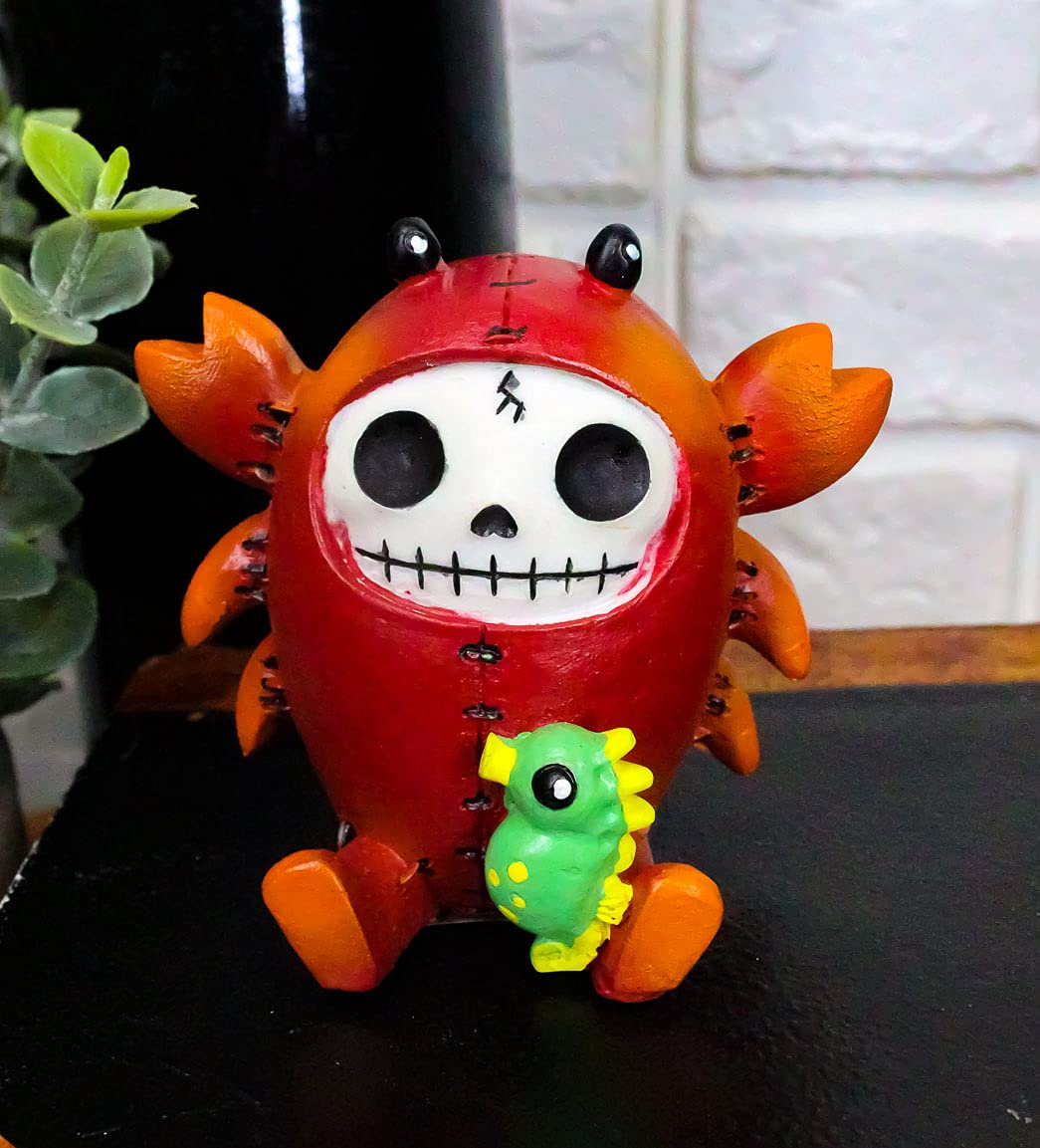 Ebros Gift Marine Nautical Red Lobster & Seahorse Skeleton Voodoo Monster Figurine - Furrybones Ocean Themed Halloween Collectible Decor for Home, Office, or Party Display