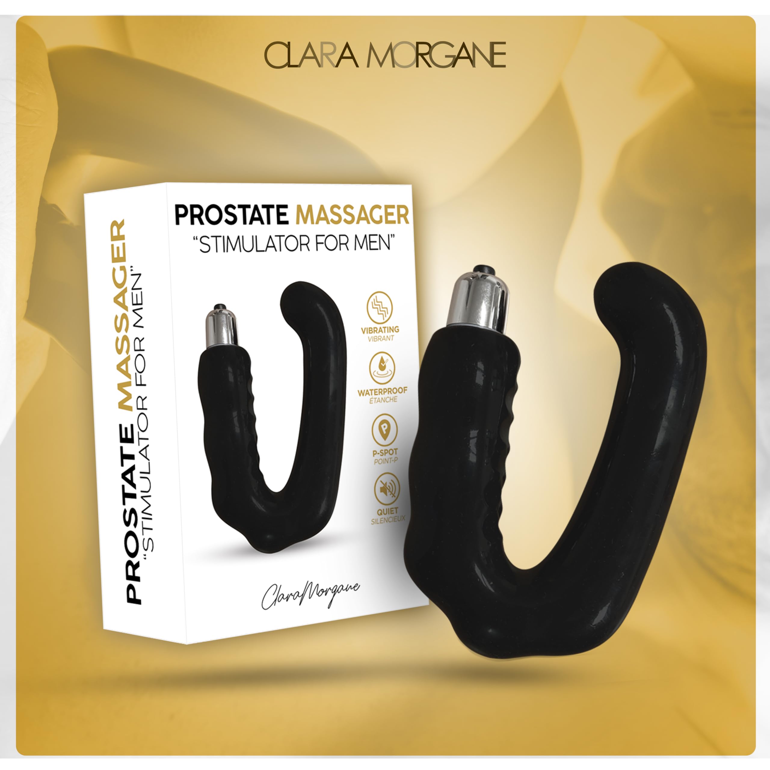 CLARA MORGANE - Prostate Massager for Men, Waterproof Silicone Vibrating Sex Toy for Couples, Phthalate-Free Adult Pleasure Product - Perfect for Solo Play, Couples Intimacy & Sensual Massage
