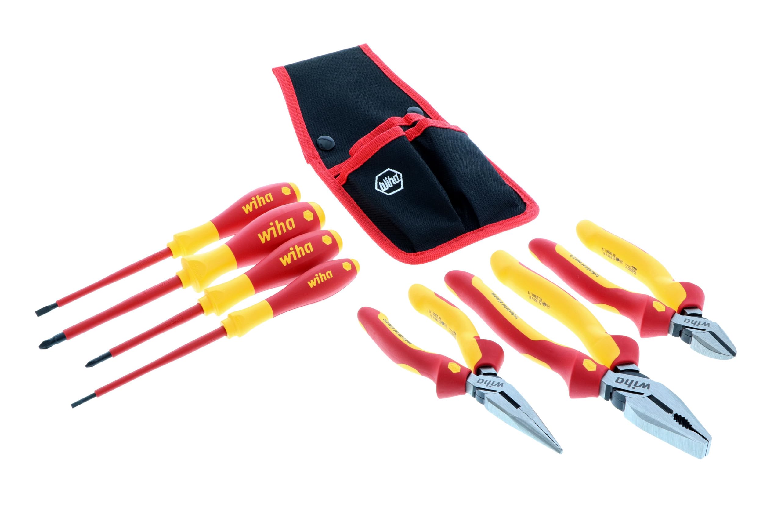Wiha 32985 7-Piece Insulated Industrial Pliers and Screwdriver Set - Professional Electrician Tools for Safe Electrical Work & Home Repairs