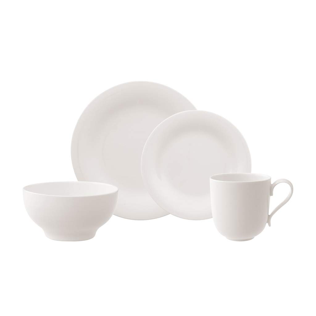 Villeroy & Boch New Cottage Basic 4-Piece Dinner Plate Set - Elegant Porcelain Tableware for Fine Dining, Home Entertaining & Special Occasions