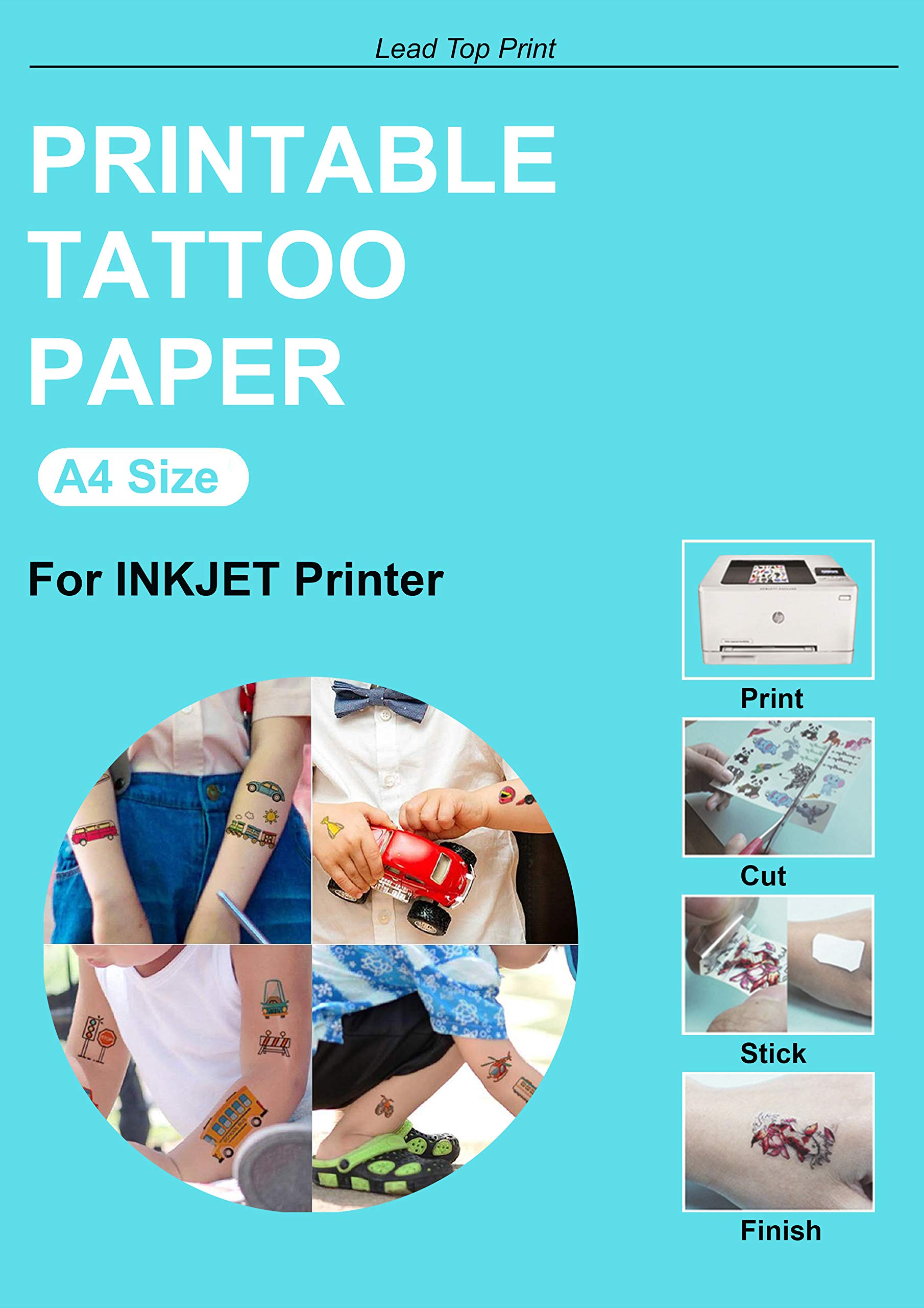 2 Sets Printable Temporary Tattoo Paper - A4 Size DIY Tattoo Transfer Decal Paper for Inkjet Printer | Perfect for Parties, Costumes & Body Art Projects