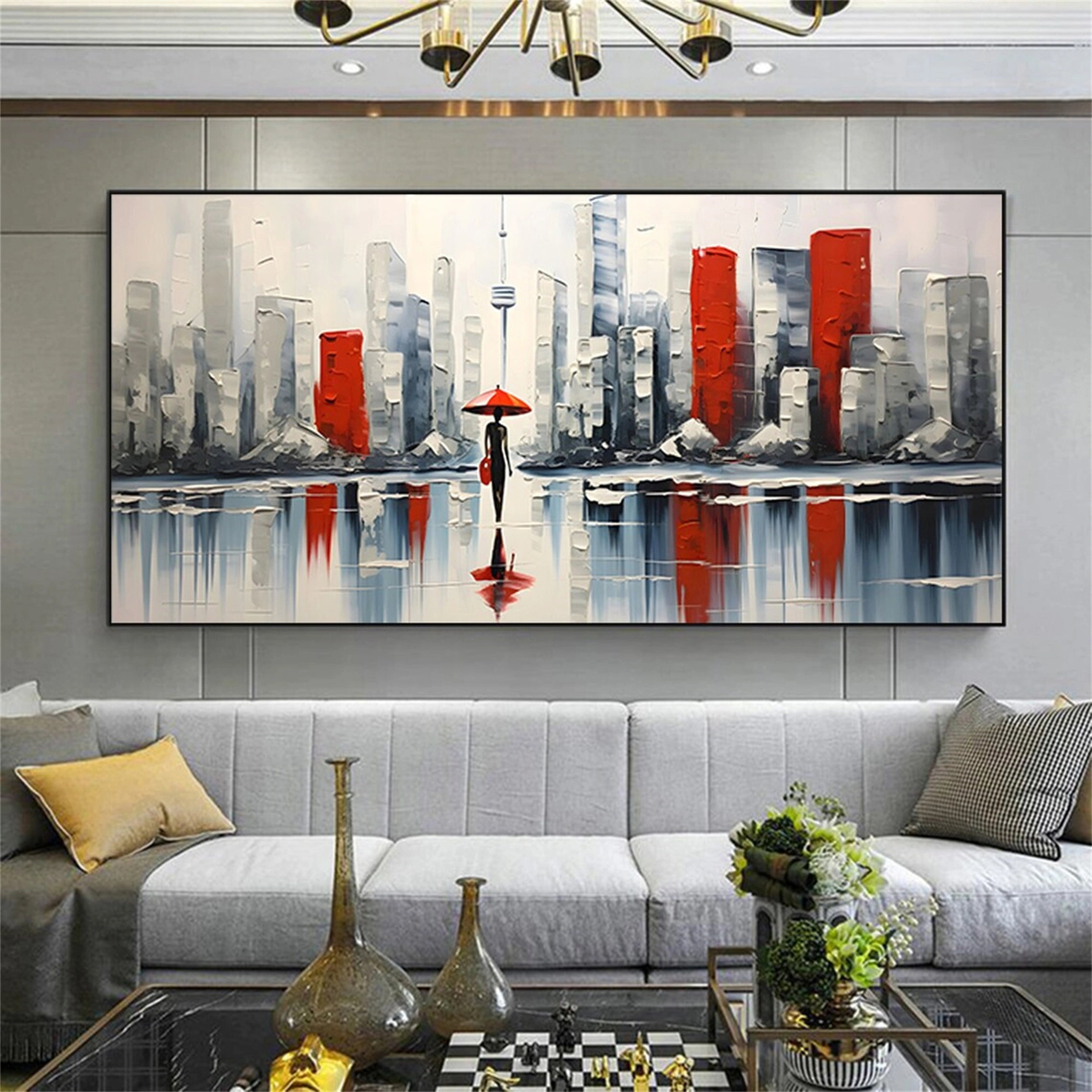 Urban Landscape Painting #UL 010 - Modern Wall Art for Home & Office Decor - Perfect for Living Room, Bedroom, or Workspace