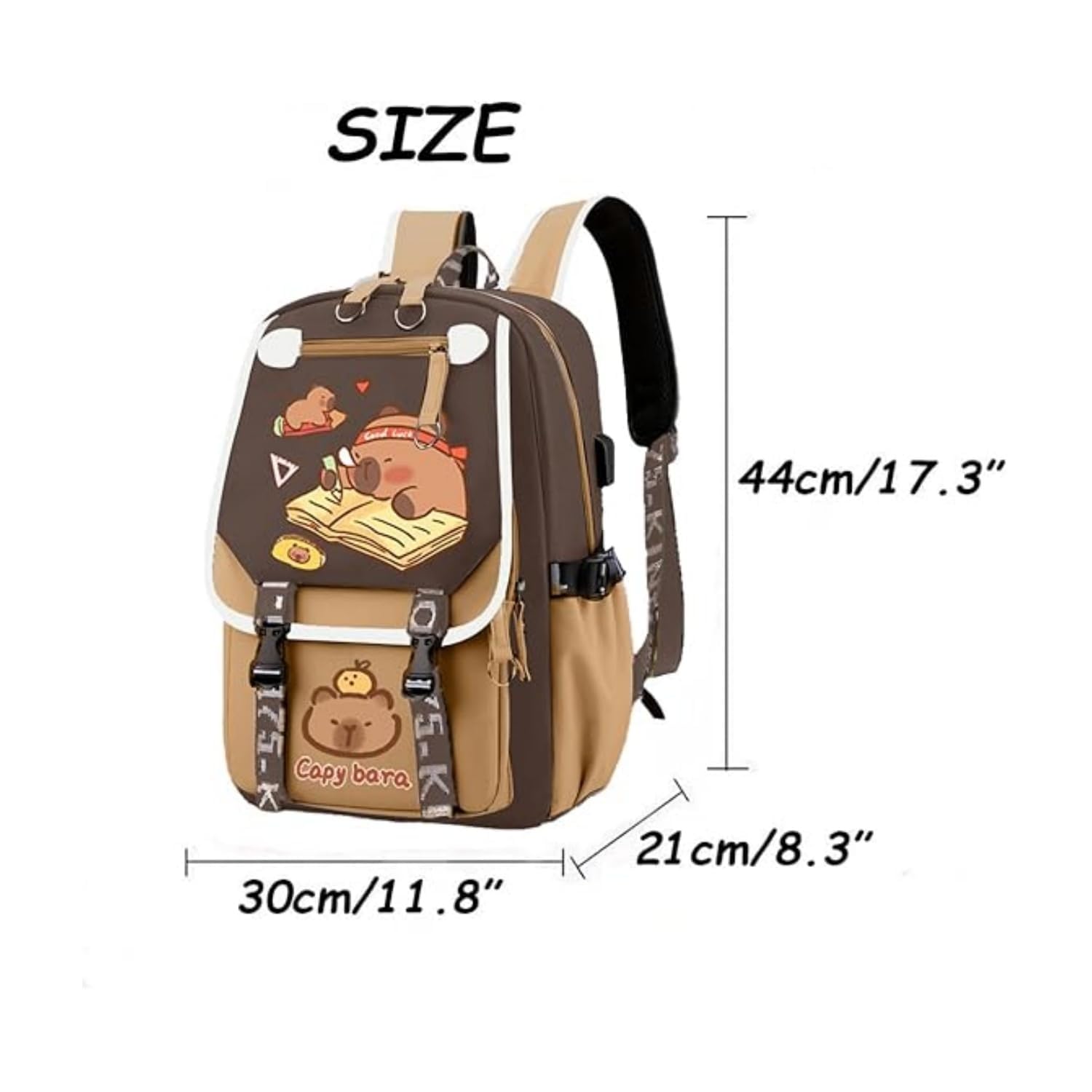 Capybara Backpack for School - Large Cute Kawaii Backpack with Pencil Case, Durable Teenage Girls Boys Bookbag for College, Travel & Daily Use