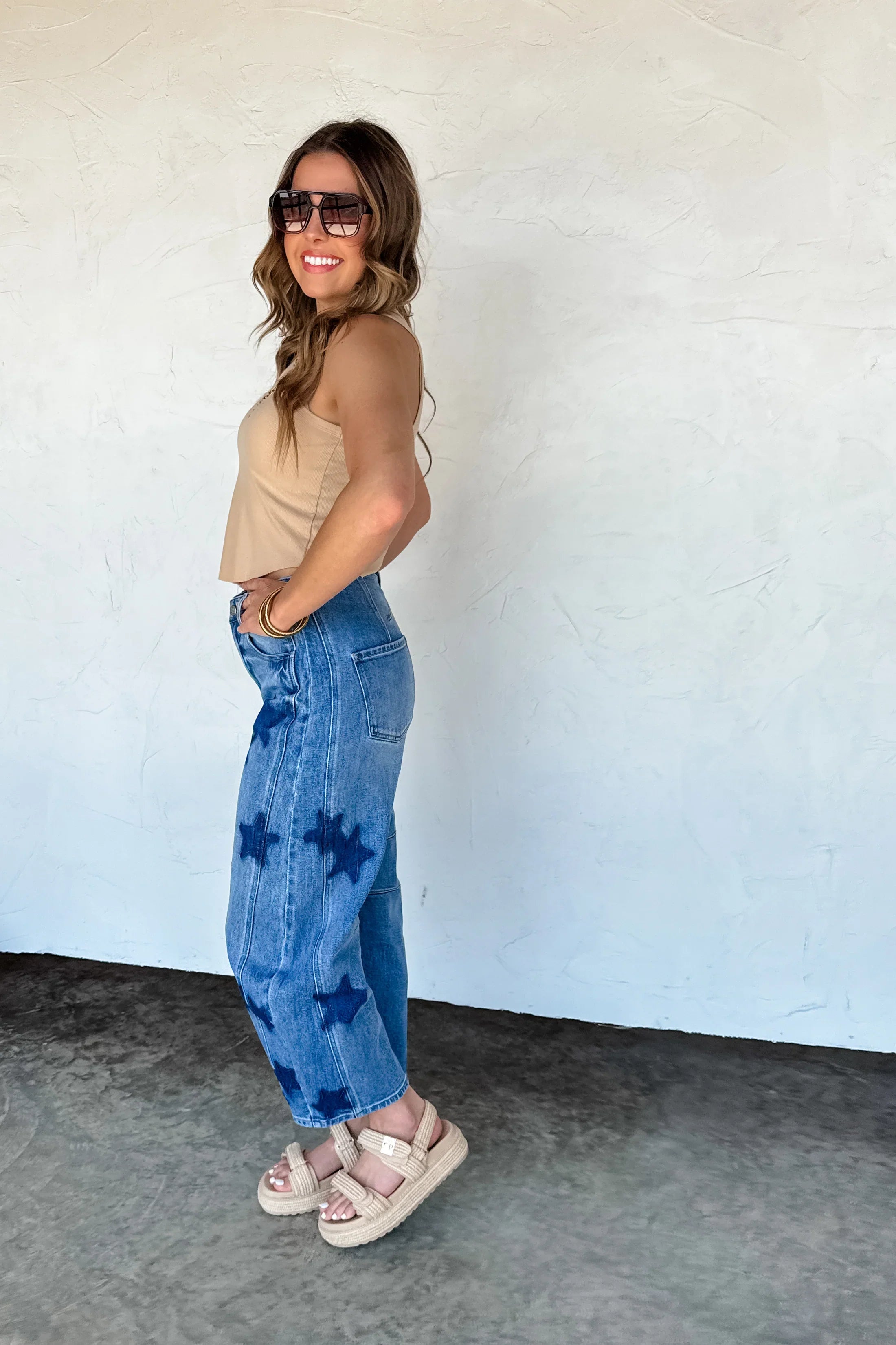 PREORDER: Born to Shine Barrell Jean - High Waist Distressed Denim Jeans for Women | Perfect for Casual Outfits, Night Out, and Street Style Fashion