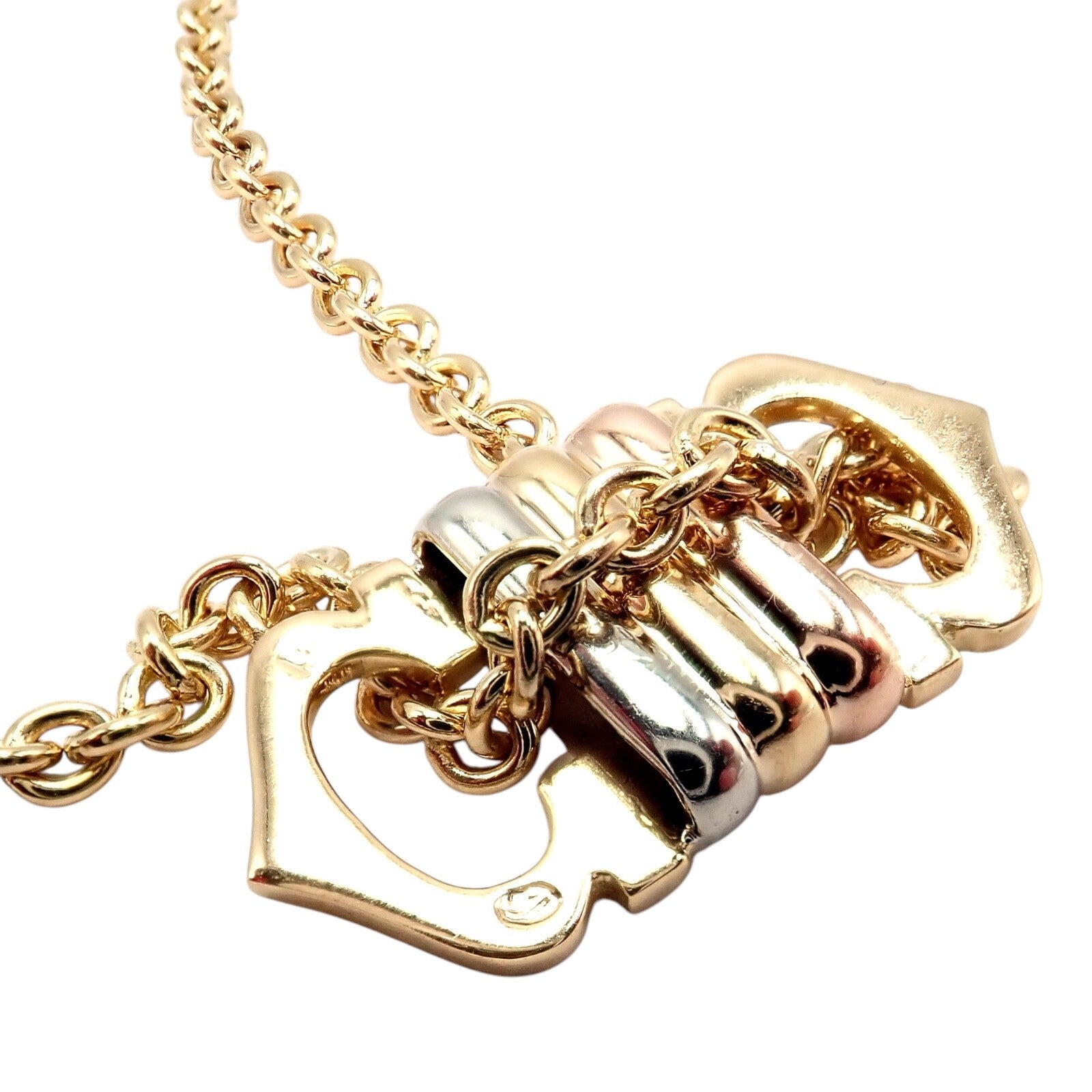 Authentic Cartier 18k Tri-Color Gold Double C Charm Pendant Necklace for Women - Luxury Jewelry Gift for Anniversary, Birthday & Special Occasions