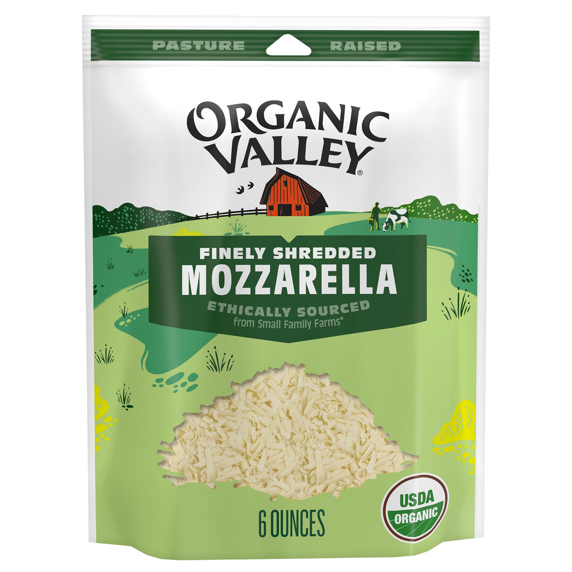 Organic Valley Organic Finely Shredded Mozzarella Cheese - 6 oz | Premium Melting Cheese for Pizza, Pasta & Salads | USDA Certified Organic, Gluten-Free