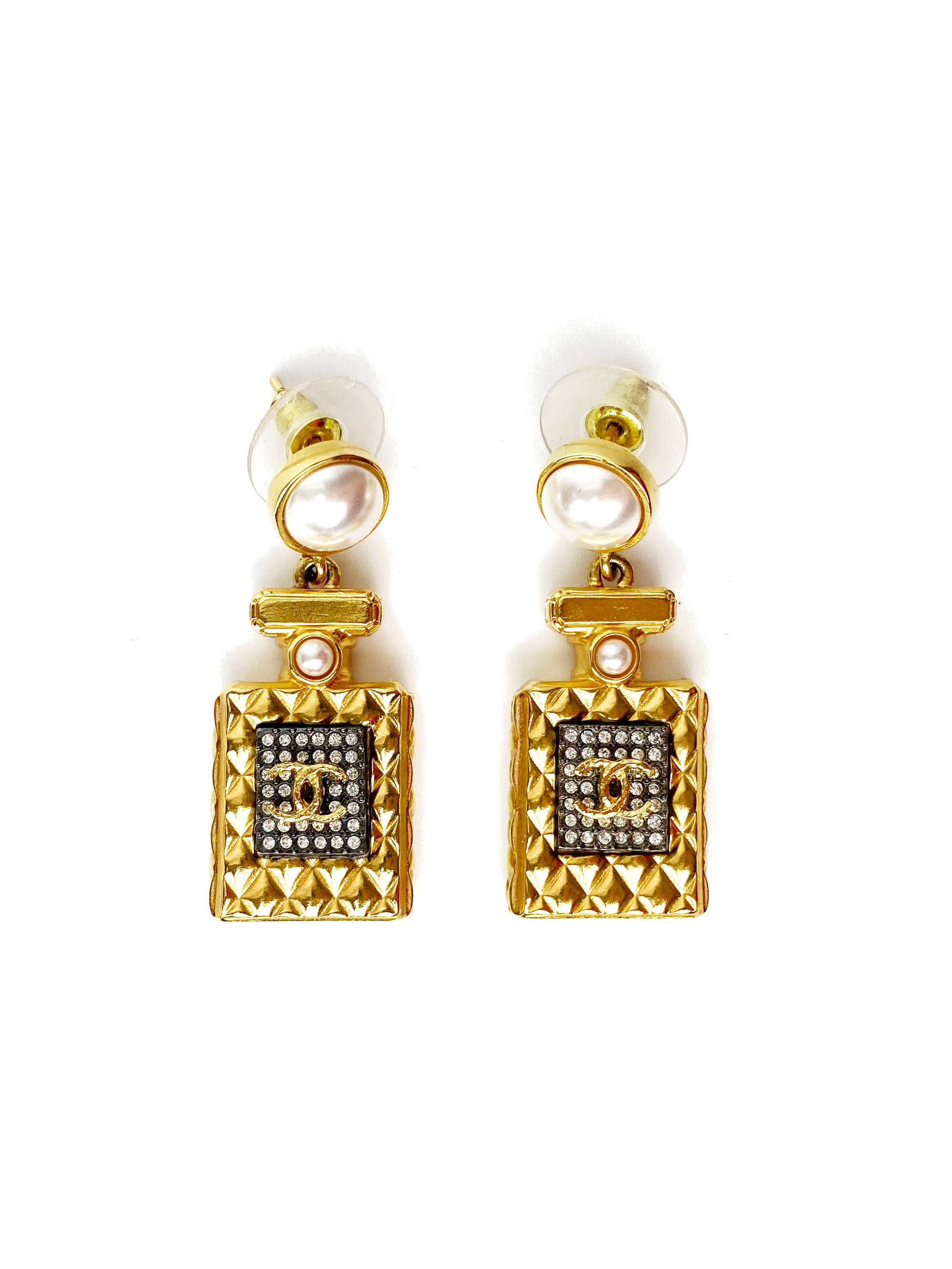Chanel Gold Perfume Bottle Earrings - Luxury Fashion Jewelry for Women | Elegant Gift for Birthday, Anniversary & Special Occasions | Perfect for Parties, Date Nights & Formal Events