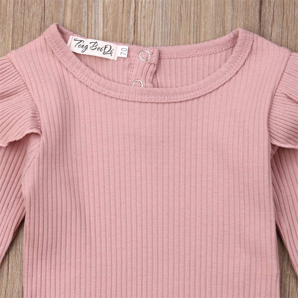 Organic Cotton Newborn Baby Girl Outfit Set - Ruffled Long Sleeve Bodysuit & Floral Harem Pants | Soft Infant Clothes for Photography, Playdates & Special Occasions