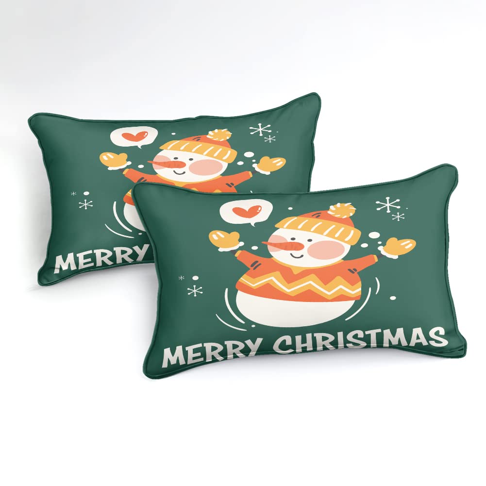 Snowman Duvet Cover Set - 2 Piece Twin Christmas Bedding with Cute Cartoon Snowman Pattern | Merry Christmas & Xmas Festival Home Decor | Perfect for Holiday Guest Rooms & Cozy Winter Bedrooms