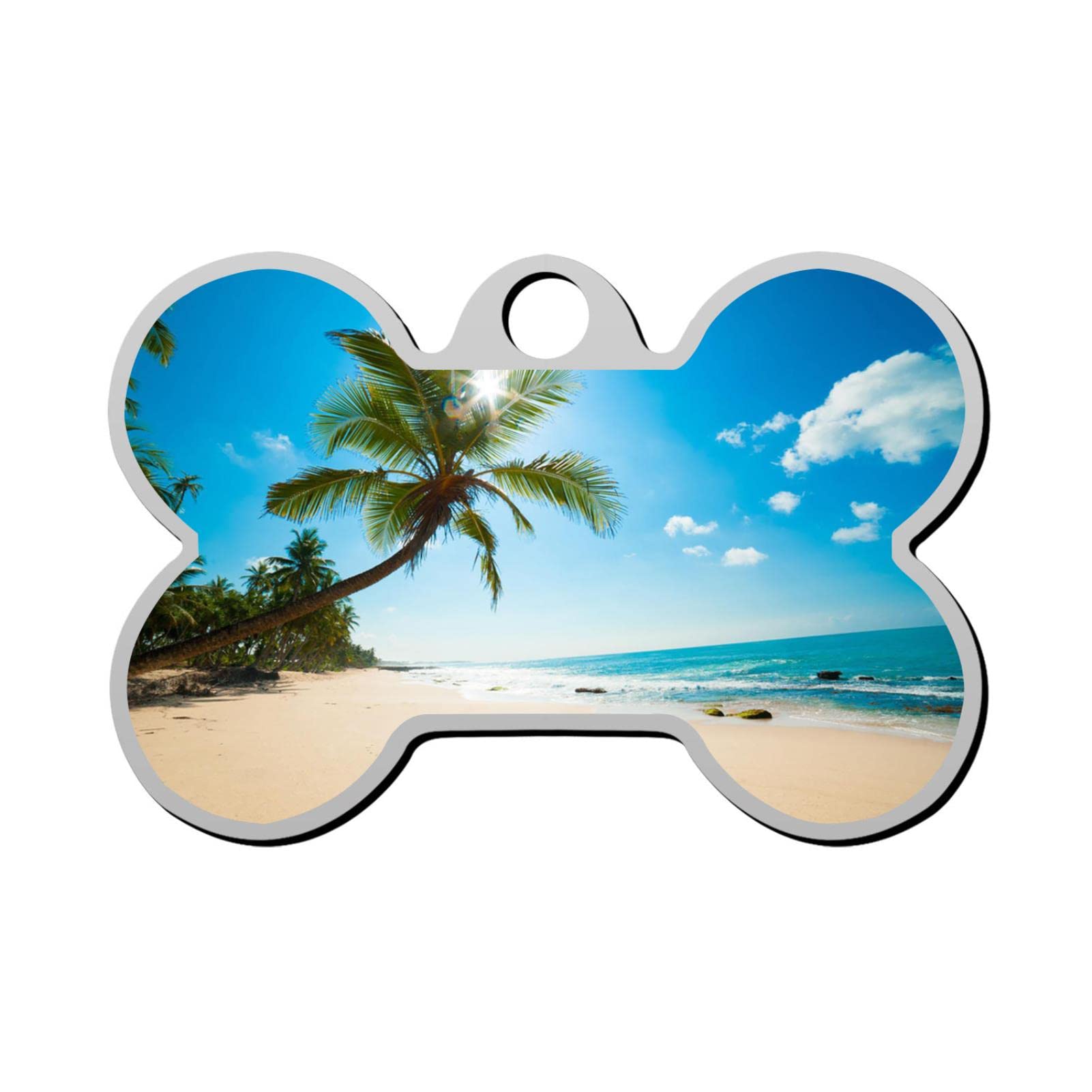 Personalized 3D Printed Palm Tree Pet ID Tag - Custom Bone Shaped Dog & Cat Tag with Name & Phone Number | Perfect for Beach Vacations & Outdoor Adventures