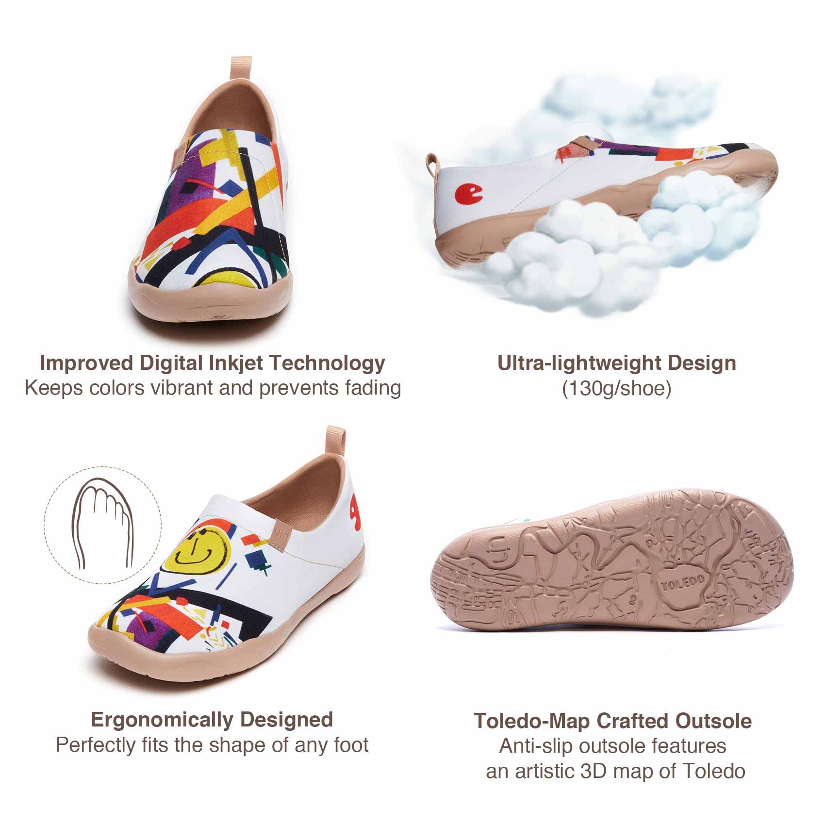 UIN Men's Slip-On Canvas Sneakers - Lightweight Casual Loafers with Artistic Painting | Comfortable Walking Shoes for Travel, Work & Everyday Wear