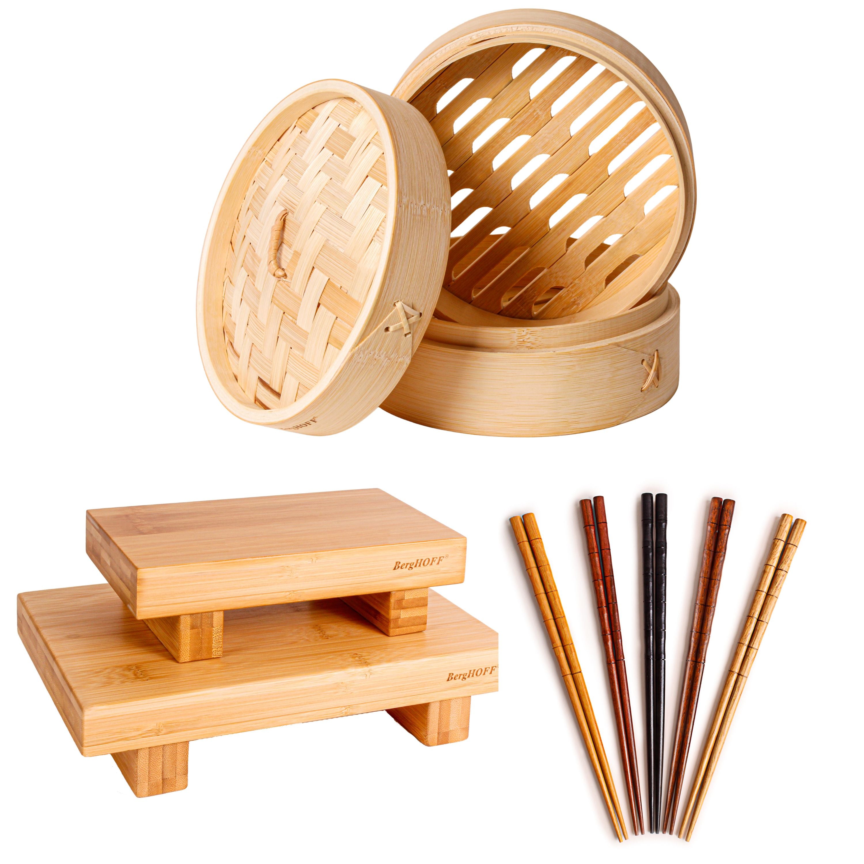 BergHOFF 13-Piece Bamboo Sushi Set with Chopsticks - Perfect for Sushi Nights, Japanese Dinner Parties & Asian-Themed Entertaining