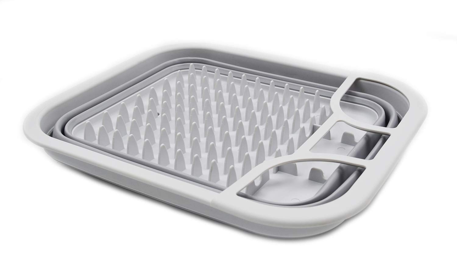 Sammart 12L (3.17 Gallon) Foldable Dish Drying Rack with Swivel Spout - Collapsible Kitchen Organizer, Space Saving Dish Drainer for Countertop - Perfect for Small Apartments, RVs, Camping & Compact Kitchens (Grey)
