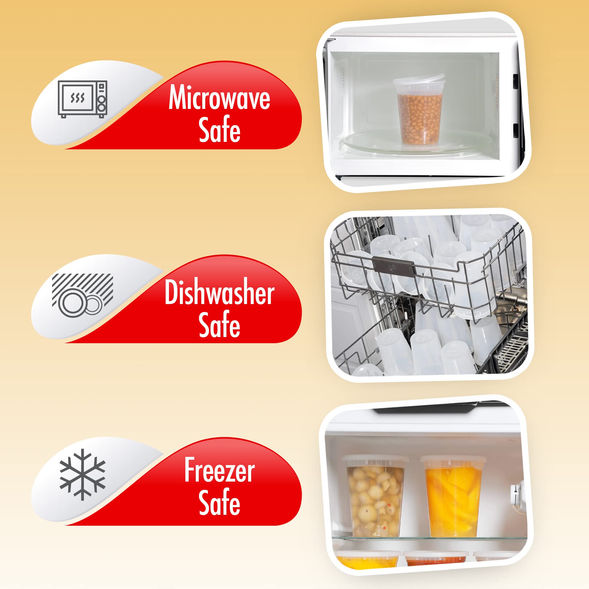 32oz BPA-Free Plastic Deli Containers with Leakproof Lids - 50 Pack, Microwave & Dishwasher Safe, Freezer Friendly, Clear Food Storage Containers for Meal Prep, Restaurant Takeout, Leftovers & Bulk Food Storage