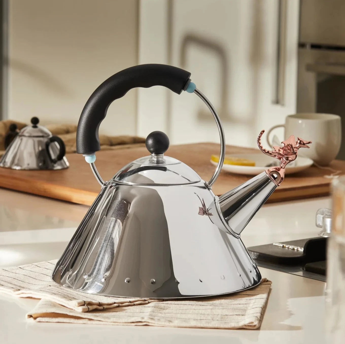 Alessi Tea Rex Kettle - Premium Stainless Steel Dinosaur-Shaped Whistling Tea Kettle for Stovetop - Unique Kitchen Decor & Gift for Tea Lovers - Perfect for Home, Office, and Gifting