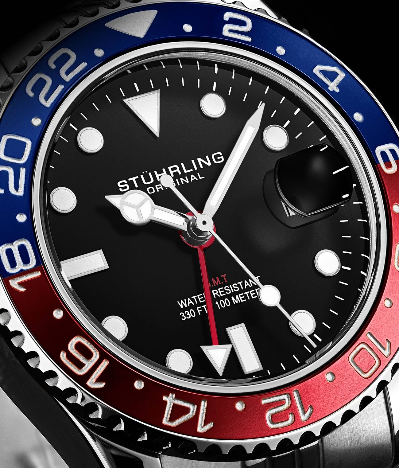 Meridian 3968L GMT Quartz 42mm Diver Watch - Waterproof Stainless Steel Sports Watch for Men - Perfect for Scuba Diving, Travel & Everyday Wear