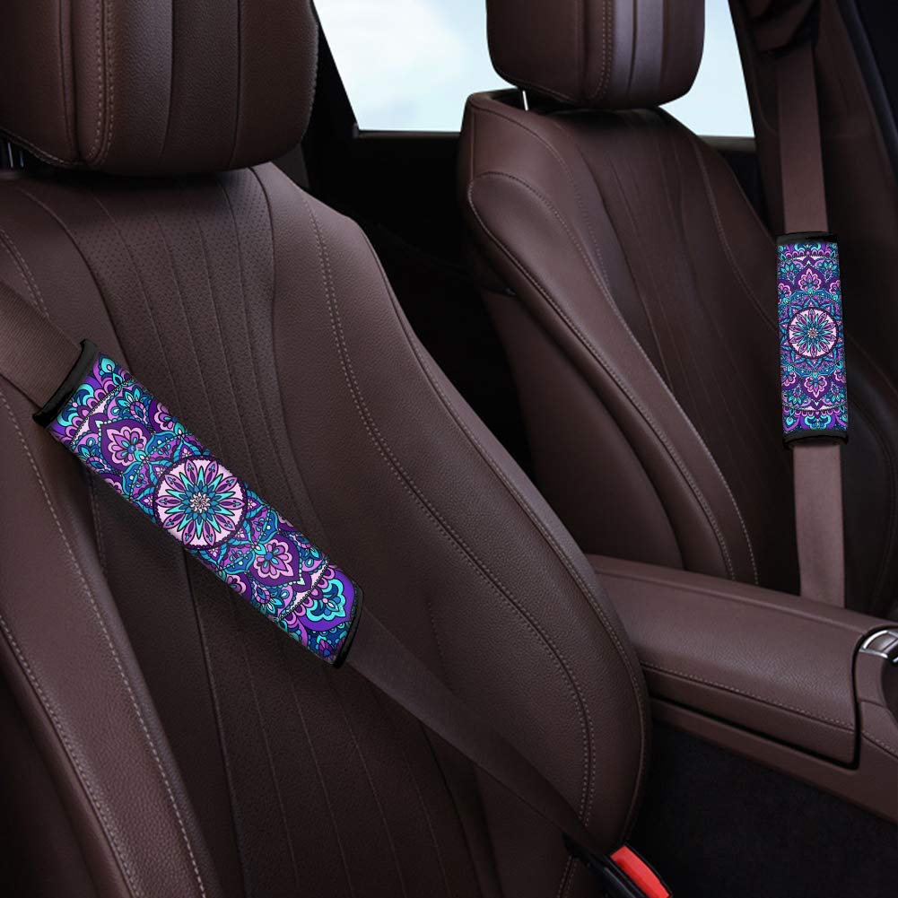 Elegant Red Roses Print Car Seat Covers Set for Women - 10-Piece Full Set Includes Steering Wheel Cover, Armrest Cover, Seat Belt Covers & Floor Mats | Perfect for Sedans, SUVs & Daily Commuting