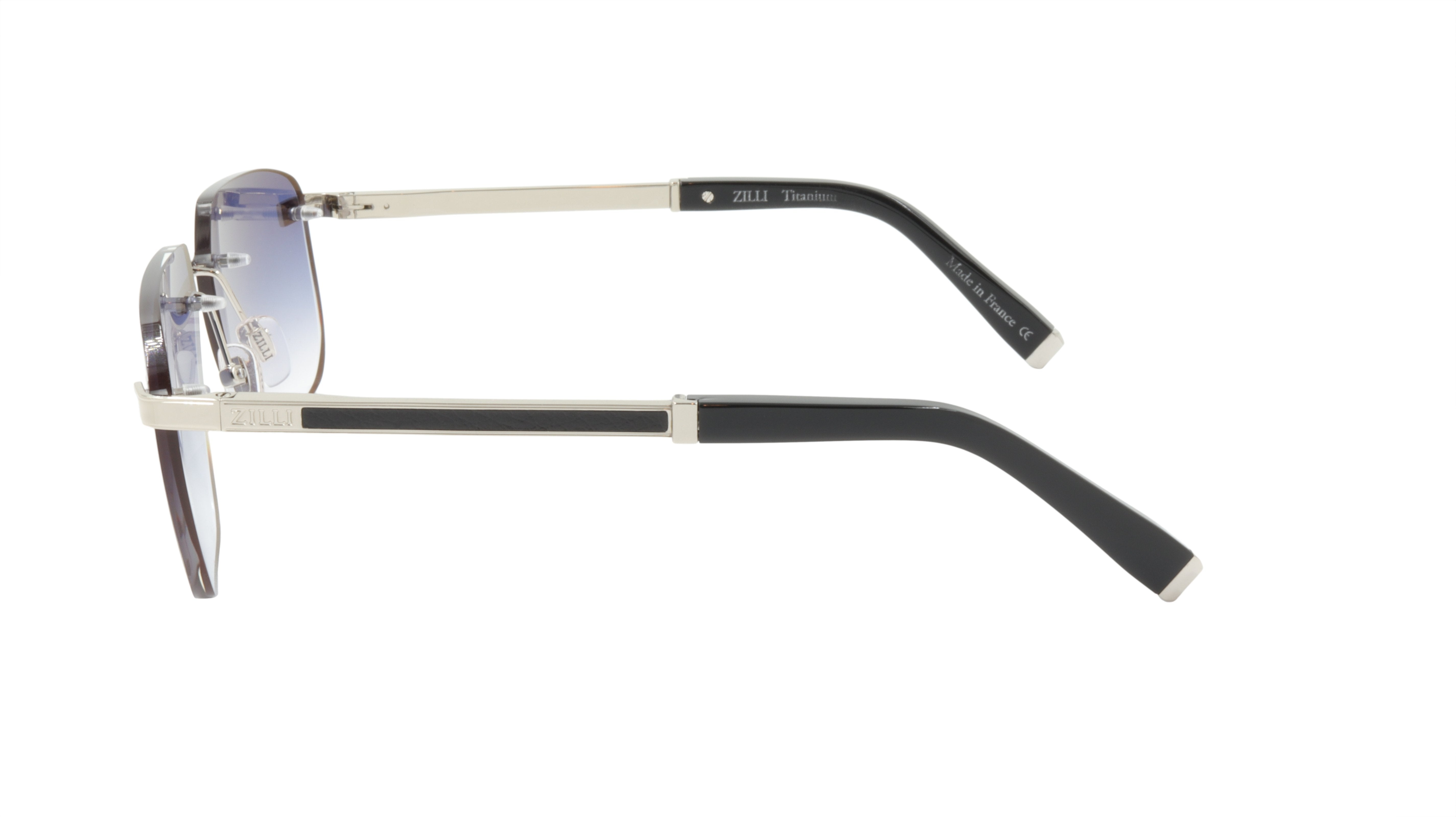 Luxury ZILLI Sunglasses - Titanium & Acetate Frame with Genuine Leather Details | Handmade in France | Model ZI 65041 C03 | Gradient Lens | Perfect for Fashion, Travel & Outdoor Activities