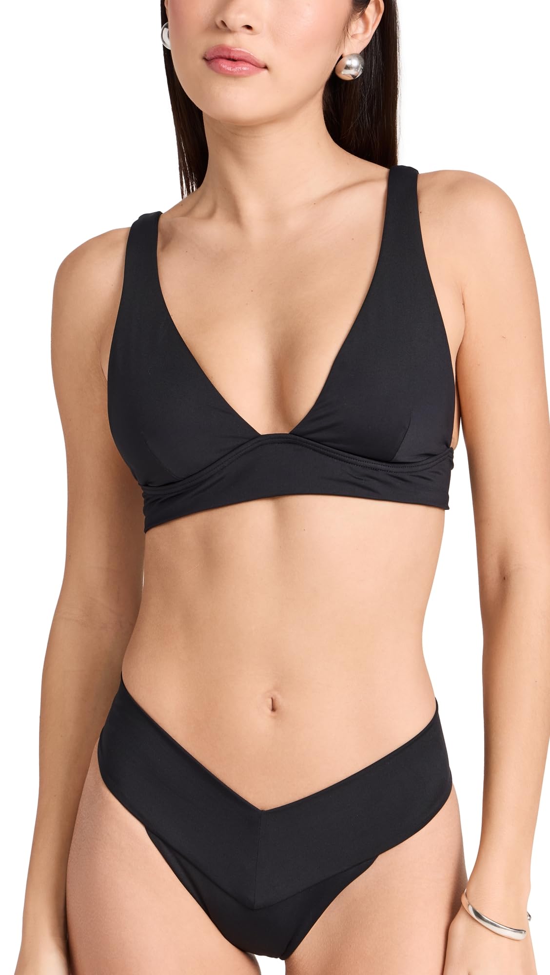 L*Space Harley Women's Bikini Top - Medium Coverage Plunge Neckline Swimsuit with Tie Back & Wide Straps | Perfect for Beach Vacations, Pool Parties & Summer Getaways