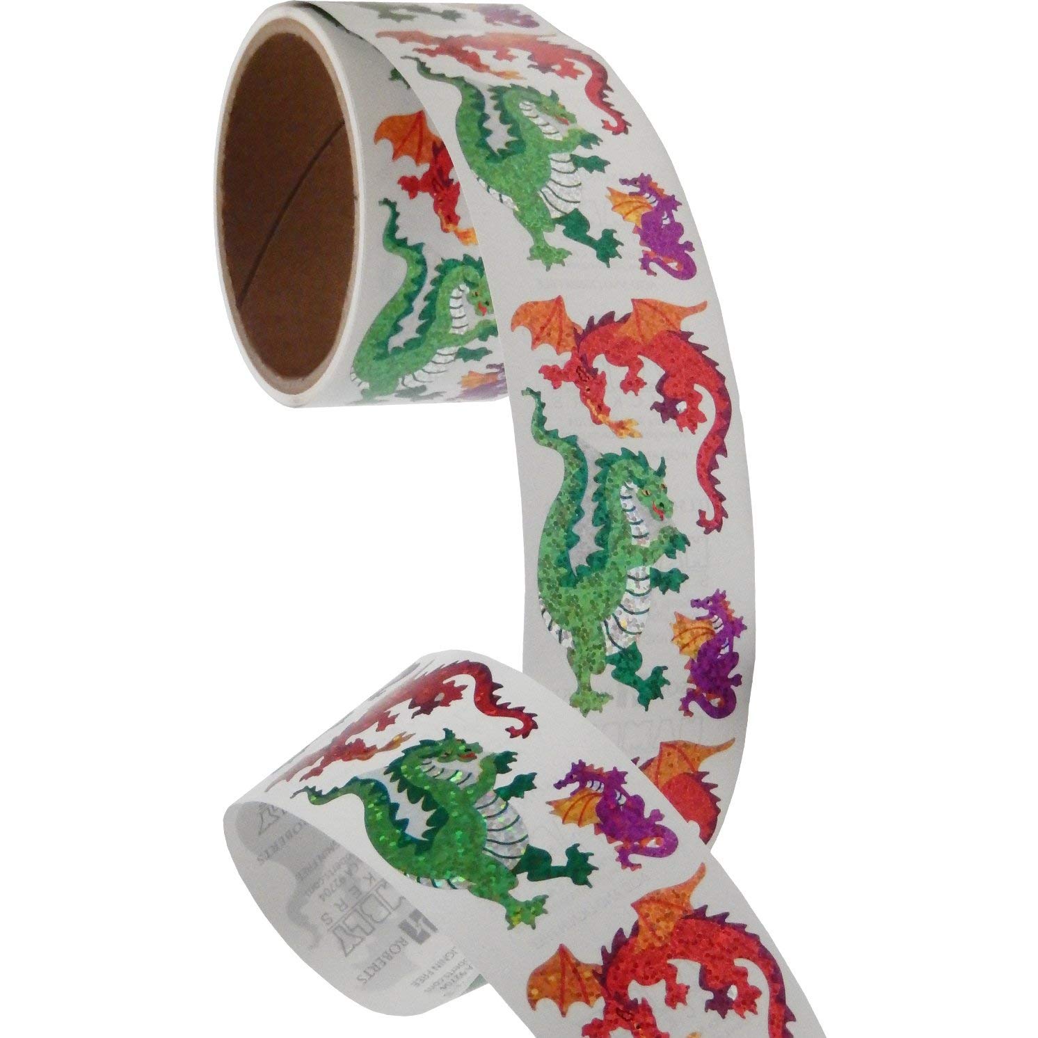 Jillson & Roberts Bulk Roll Prismatic Stickers - 50 Repeats Dragon Design for Scrapbooking, DIY Crafts & Kids Activities