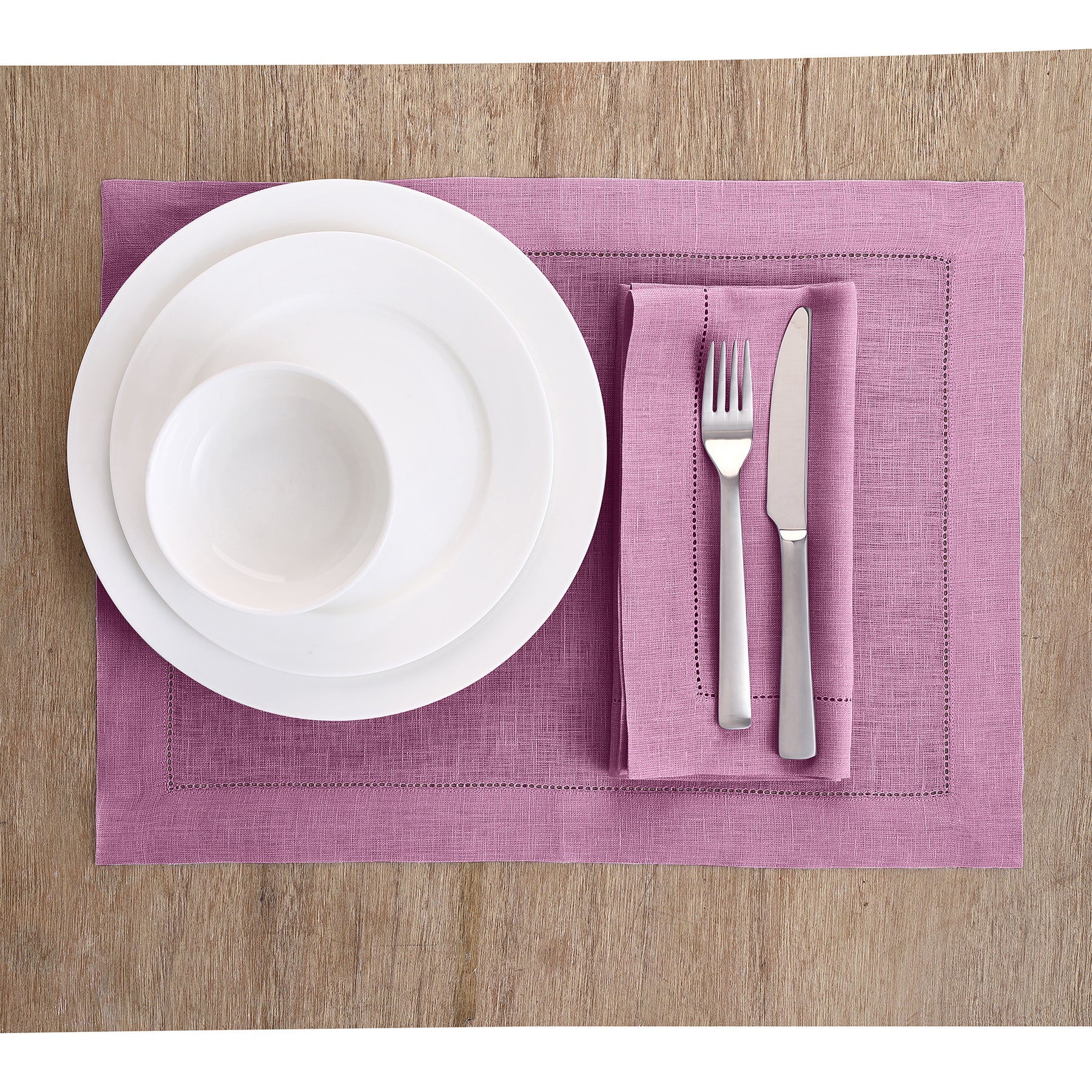 Elegant Classic Hemstitch Placemats Set of 4 - Premium Linen Table Mats for Dining Room Decor - Perfect for Thanksgiving, Christmas Dinner & Formal Entertaining