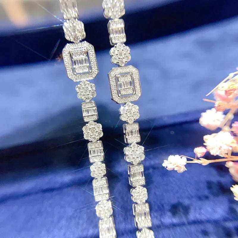 18K White Gold Real Diamond 3.20ct Trapezium Bracelet for Women - Elegant Wedding, Engagement & Party Jewelry Gift | Perfect for Anniversaries, Date Nights & Special Occasions