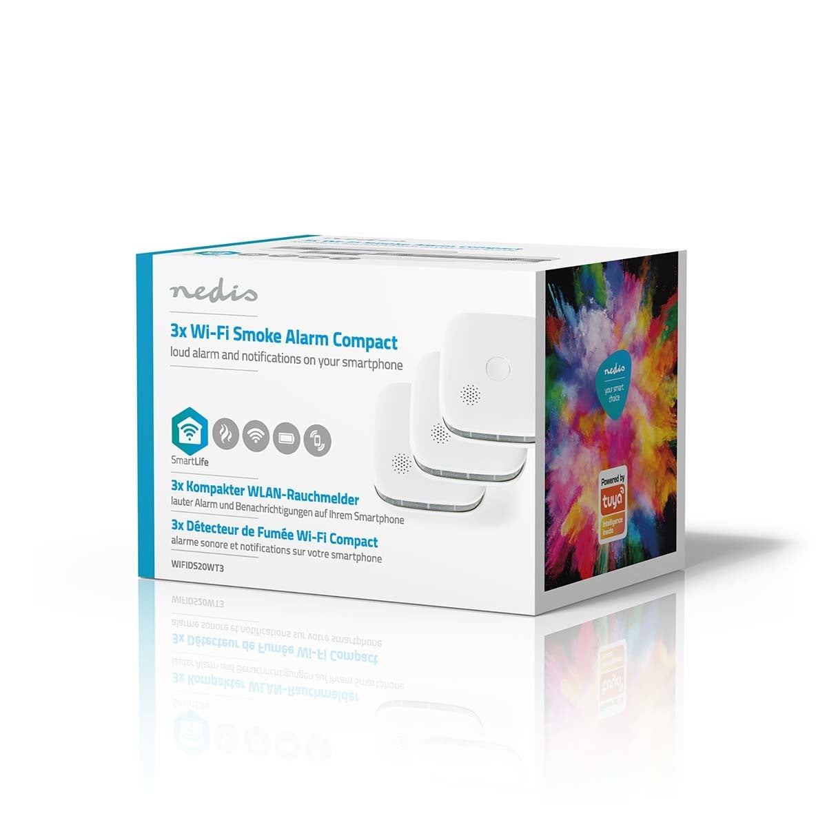 SmartLife 3-Pack Smoke Detector with Replaceable Batteries - Wireless Interconnect, 10-Year Battery Life for Home & Office Safety