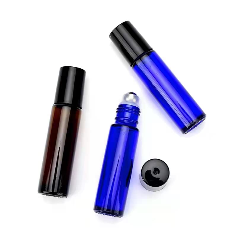 Premium 10ml Glass Essential Oil Roller Bottles with Stainless Steel Roller Balls - 7 Pack (Blue) for DIY Aromatherapy, Perfume & Skincare - Perfect for Travel, Home Use & Gift Giving