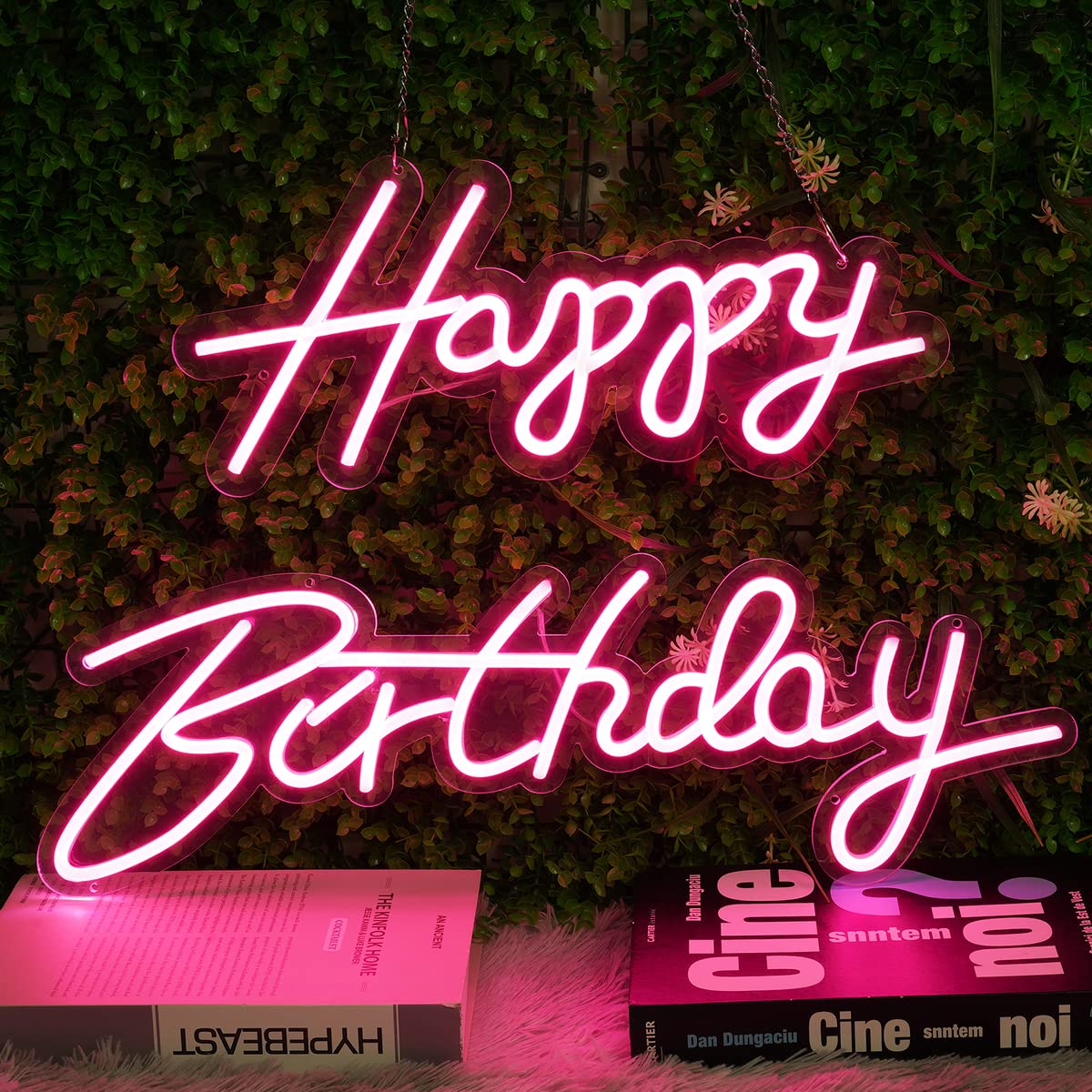 Personalized Happy Birthday Neon Sign LED - Custom Pink Neon Light for Birthday Party Decor, Home Wall Art with Dimmable Switch (Happy: 16.54x8Inch, Birthday: 23x8Inch) - Perfect for Birthday Celebrations, Home Decor & Instagrammable Party Backgrounds