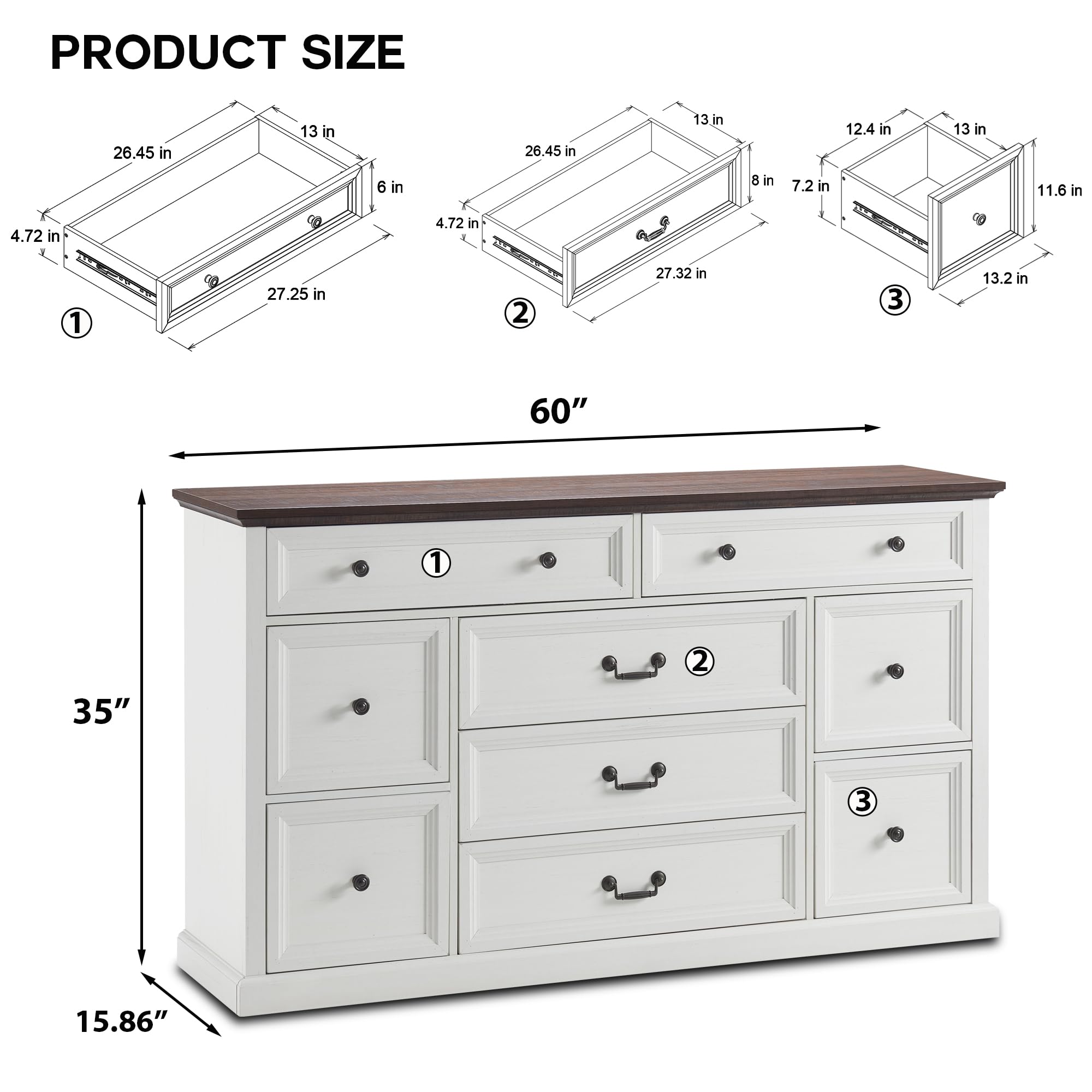 Rustic Farmhouse Buffet Cabinet - 60