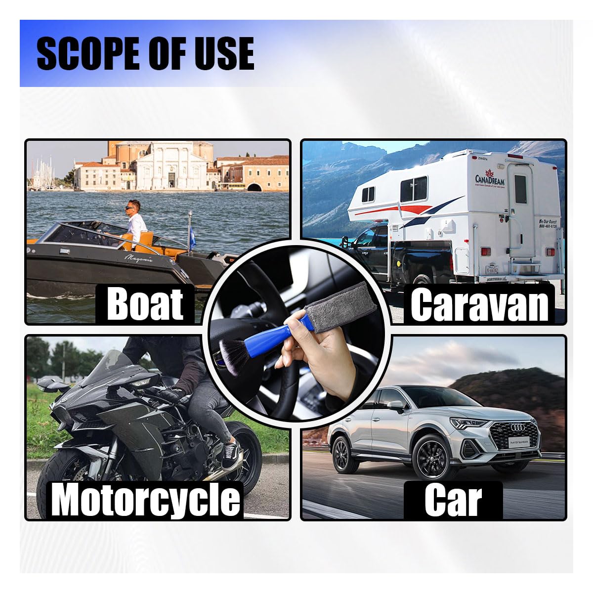 2-in-1 Double Head Car Cleaning Brush - Soft Bristle for Dashboard, Vents & Screens