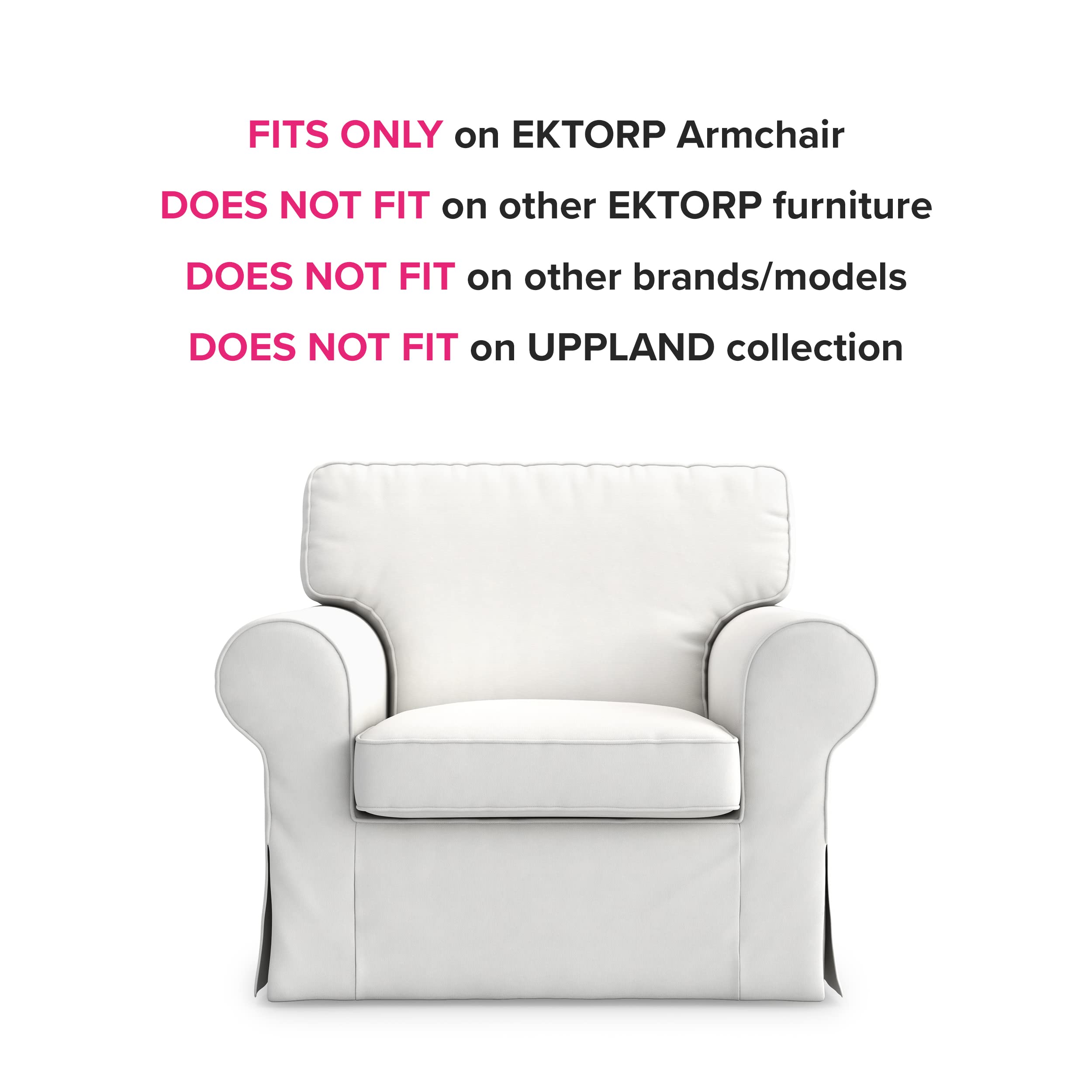 TLYESD Ektorp Chair Cover Replacement for IKEA Ektorp Armchair & Sofa - Washable Slipcover Only (White) - Perfect for Living Room, Bedroom, and Office Decor