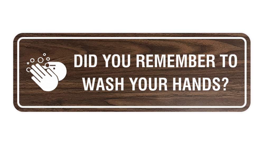 Did You Remember to Wash Your Hands? - ByLITA Standard Hygiene Sign in Walnut Finish (Small Size) - Perfect for Restrooms, Kitchens, and Public Spaces