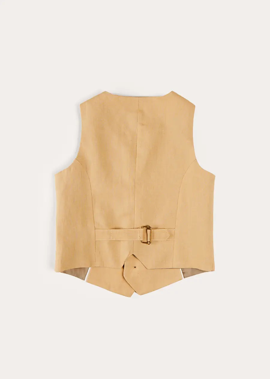 Stylish Beige Linen Vest for Kids (Ages 4-10) - Perfect for Summer Outfits, Casual Wear & Outdoor Activities