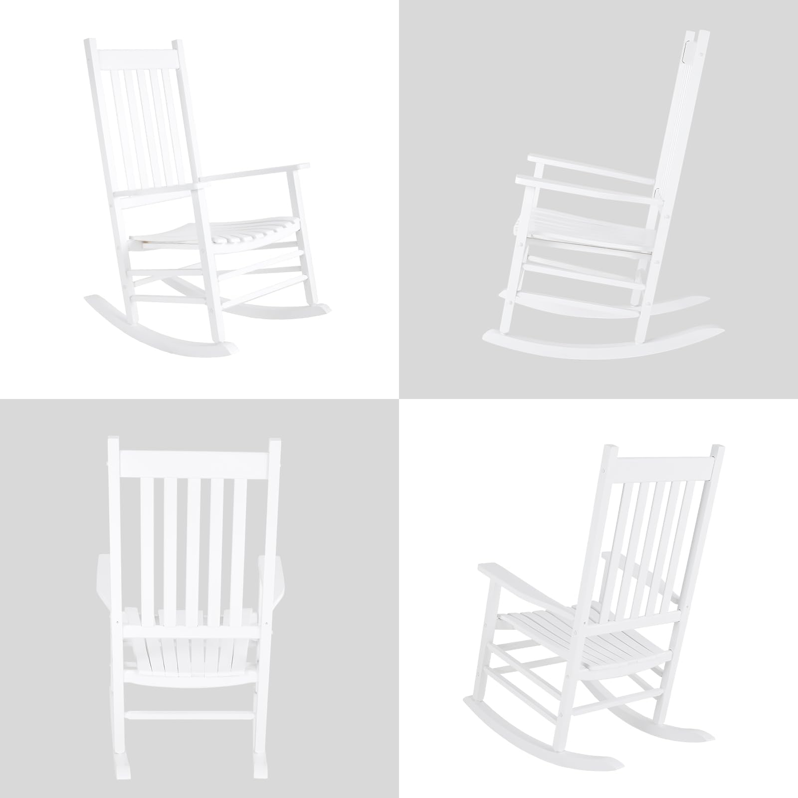 Premium White Wooden Rocking Chair - High Back Oversized Indoor/Outdoor Rocker for Garden, Lawn, Balcony, Backyard & Porch | Easy Assembly & Comfortable Seating | Perfect for Relaxing, Reading & Enjoying Nature
