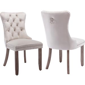 A-1 Beige Velvet, Wood Legs